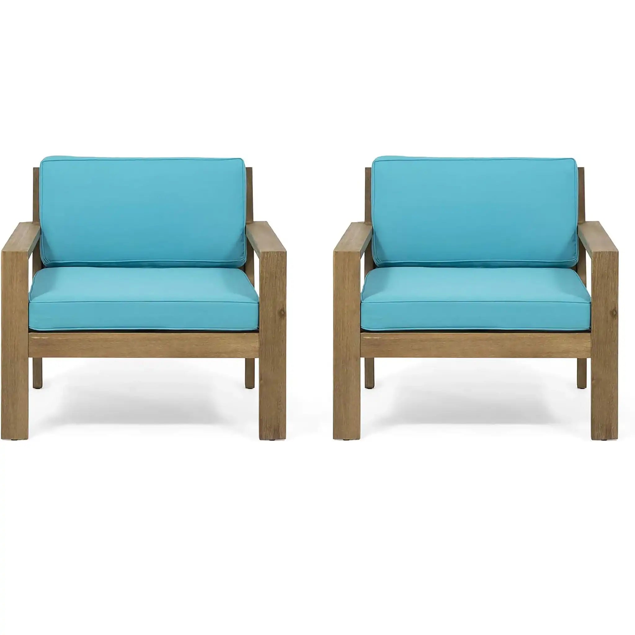 Antoine - Outdoor Acacia Wood Club Chairs With Cushions, (Set of 2) - Best Buy Furniture