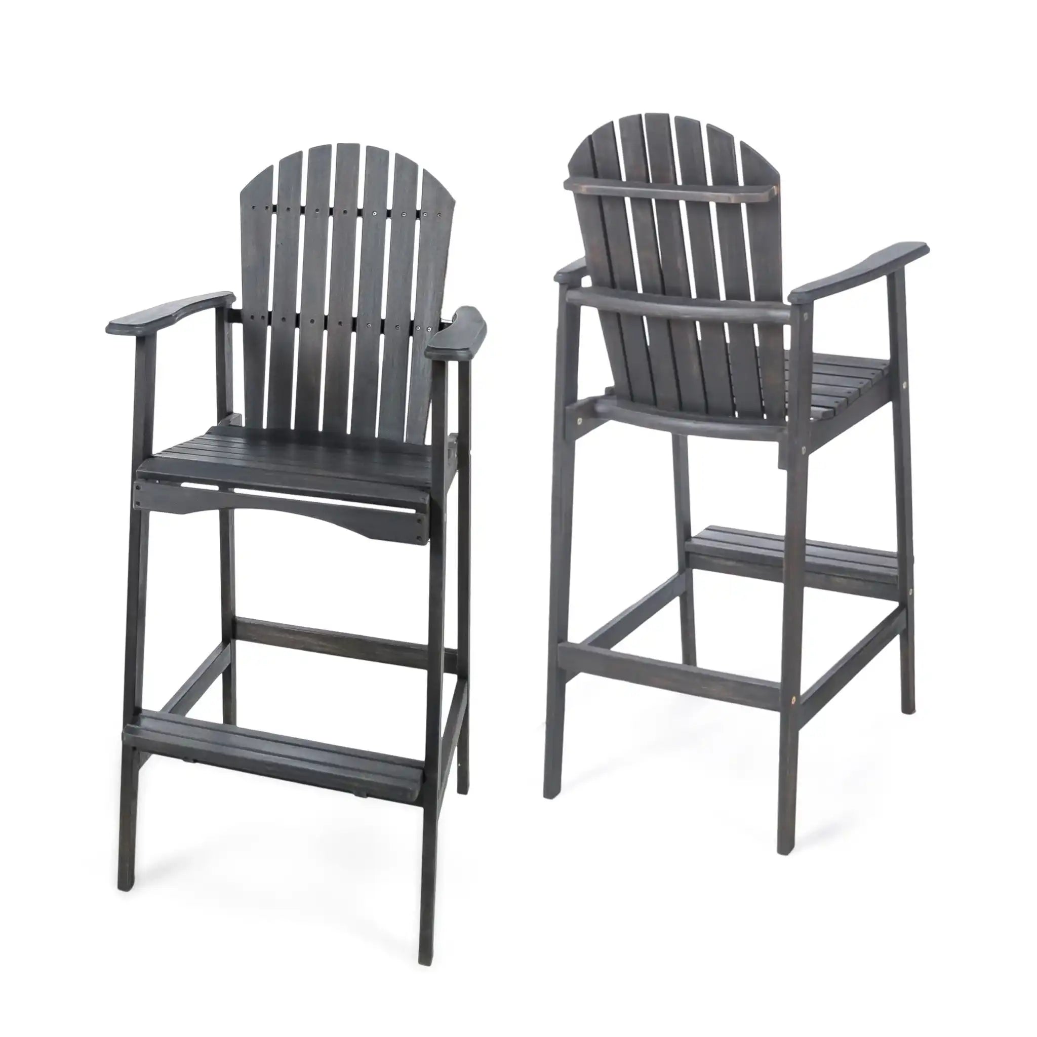 Outdoor Acacia Wood Adirondack Barstools (Set of 2) - Best Buy Furniture