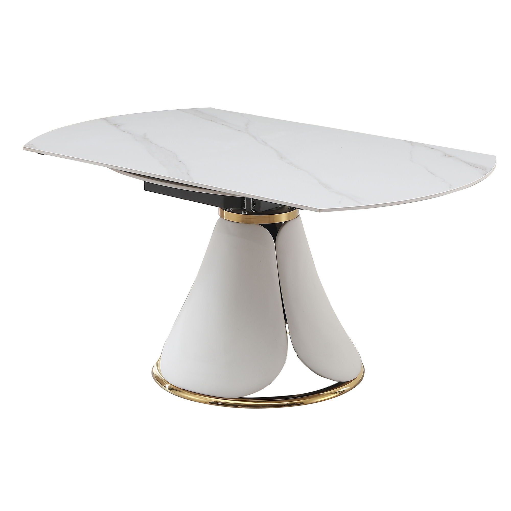 Fashion Modern Sintered Stone Dining Table With Multi Functional Retractable Design - White - Best Buy Furniture
