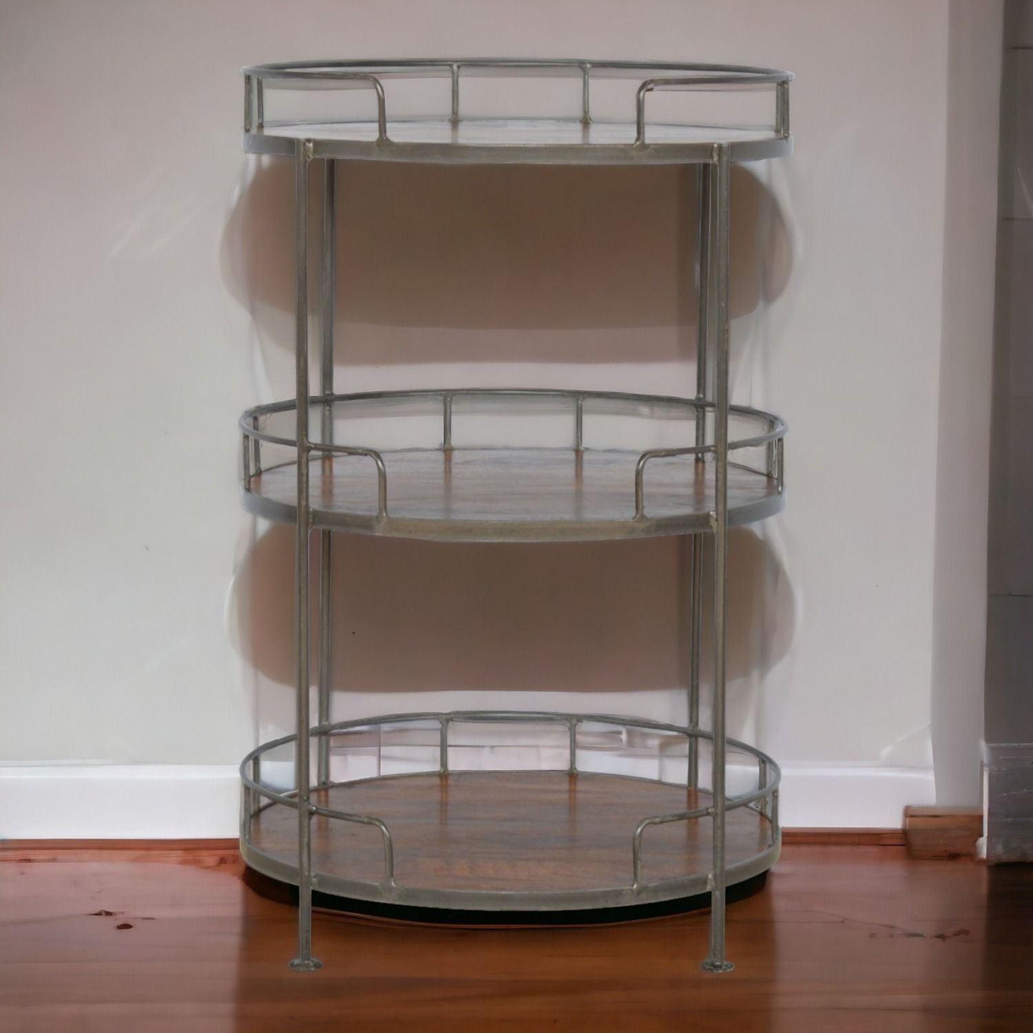 Industrial Round Butler Tray Table - Chestnut - Best Buy Furniture