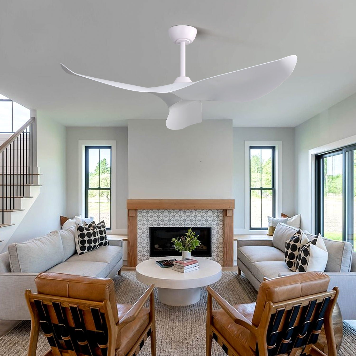 Indoor Ceiling Fan Without Light, 6 Speeds Reversible DC Motor, 3 ABS Blade Ceiling Fan White For Bedroom - White - Best Buy Furniture