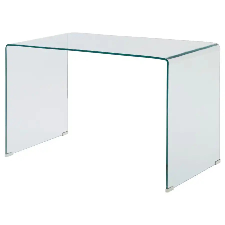 Ripley - Tempered Bent Glass Writing Desk Clear - Clear Glass - Best Buy Furniture