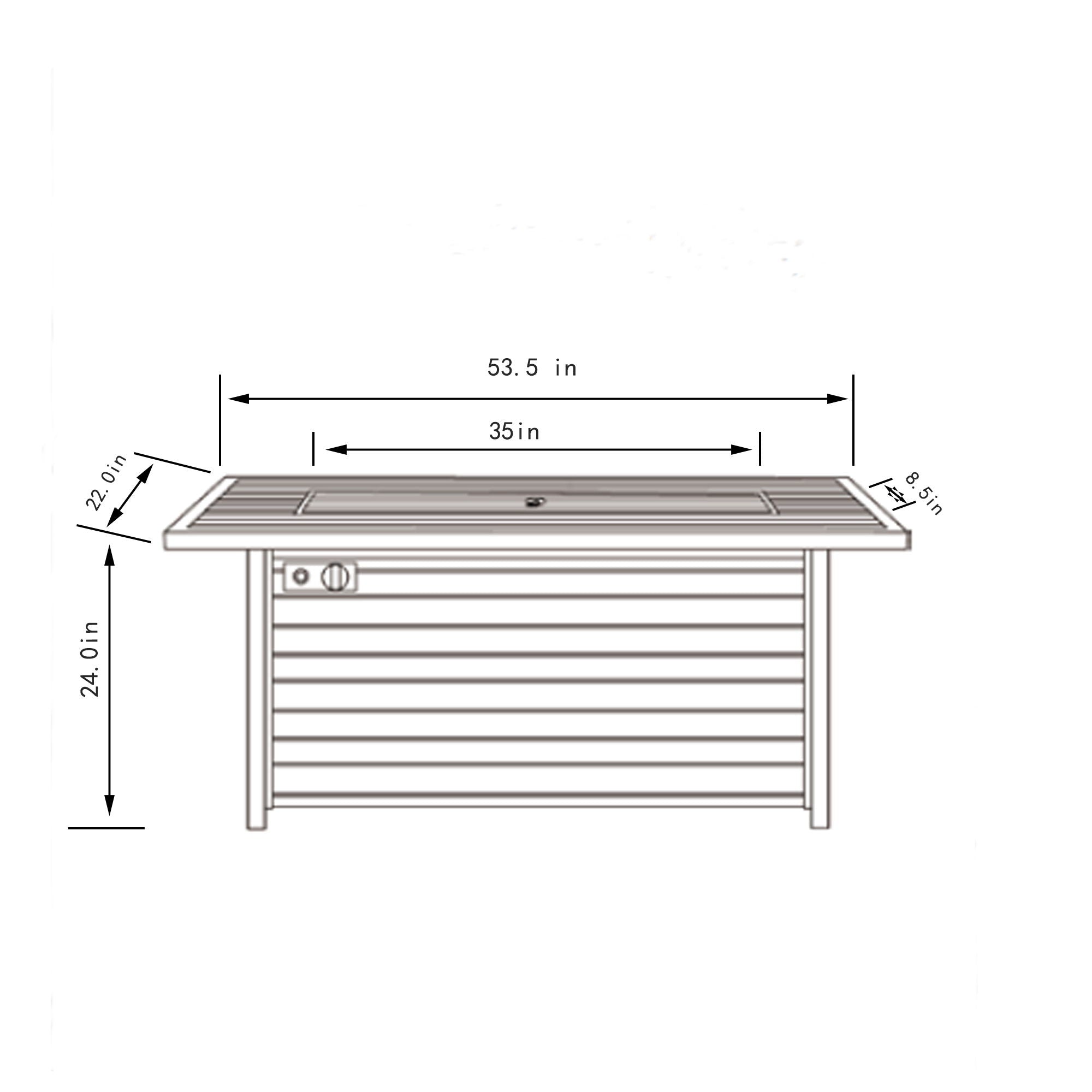 54" Propane Gas Fire Pit Table, 50000 Btu Rectangular Steel Fire Pit With Imitation Wood Grain For Outside Patio Deck Garden Courtyard - Light Beige - Best Buy Furniture