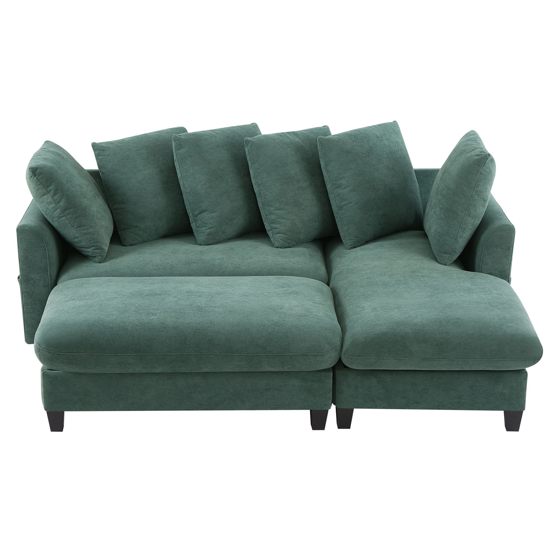 Upholstered L Shaped Sectional Sofa With Storage, Movable Ottoman, And 6 Throw Pillows - Best Buy Furniture