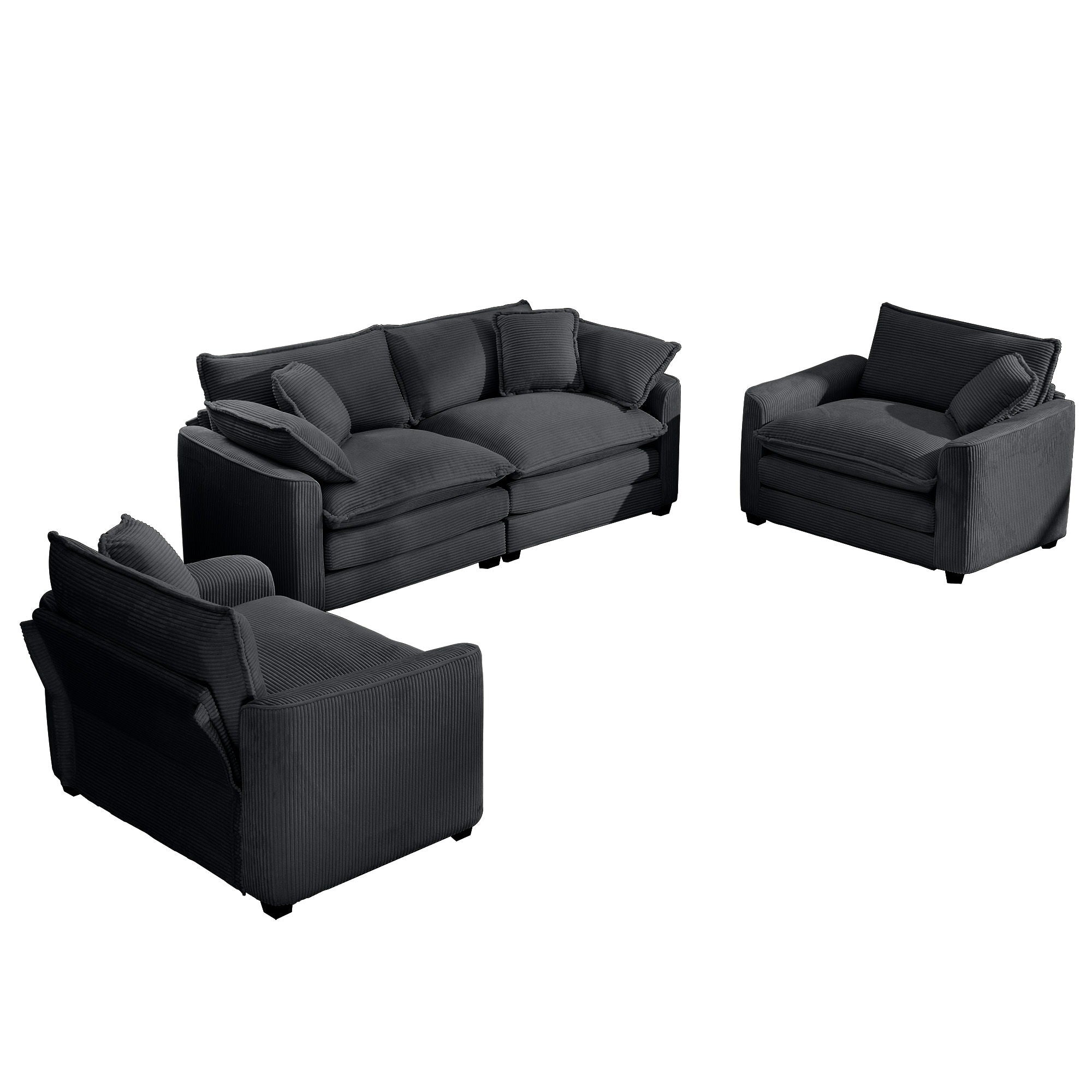 Elegant Corduroy Oversized Sectional Sofa Set With Deep Seats And Flexible Layout - Best Buy Furniture