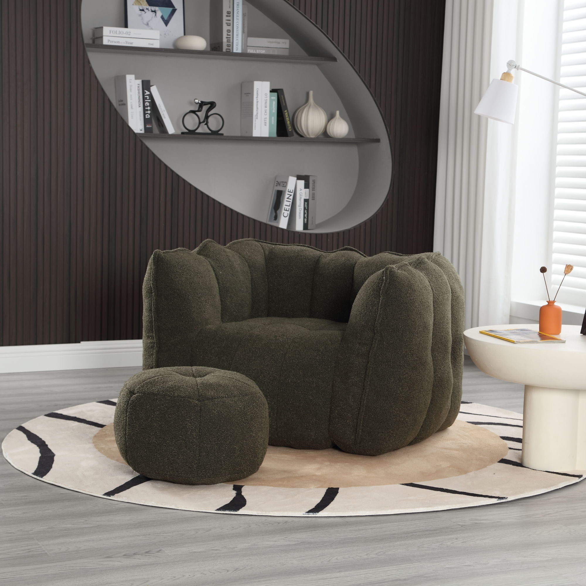 Soft Chenille Bean Bag Chair With High Resilient Foam