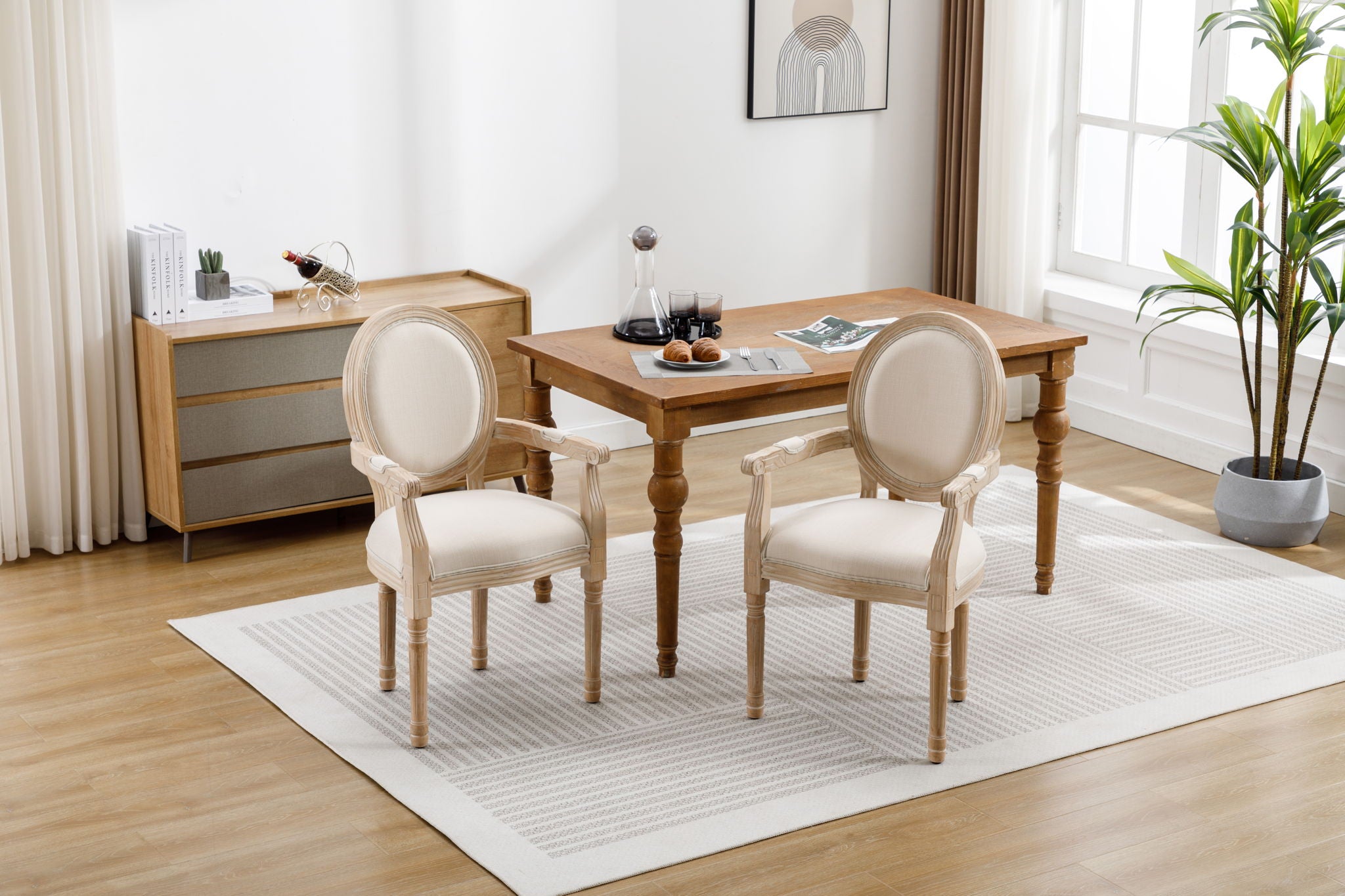 French Vintage Upholstered Fabric Dining Armchair (Set of 2) - Best Buy Furniture