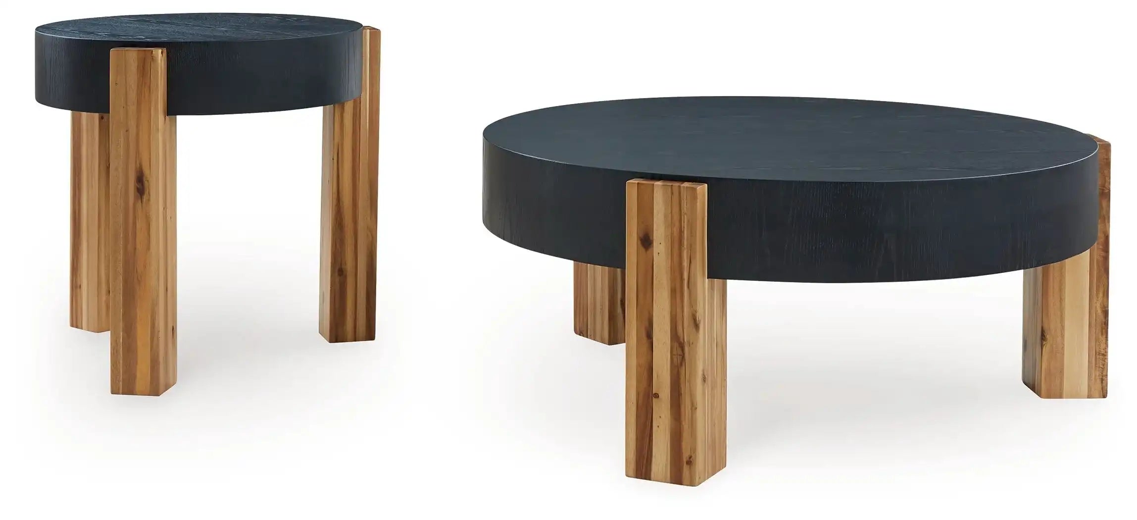 Breenmore - Occasional Table Set (Set of 2) - Black / Natural - Best Buy Furniture