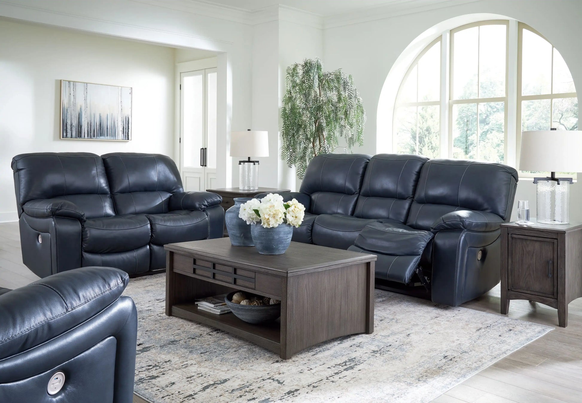 Leesworth - 3 Pc. - Power Reclining Sofa, Power Reclining Loveseat, Power Rocker Recliner - Ocean - Best Buy Furniture