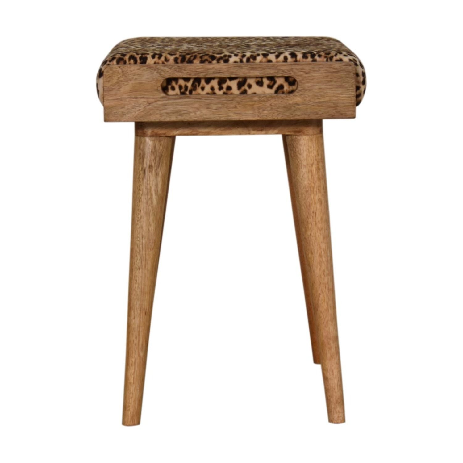 Leopard Velvet Tray Style Footstool - Brown Oak - Best Buy Furniture