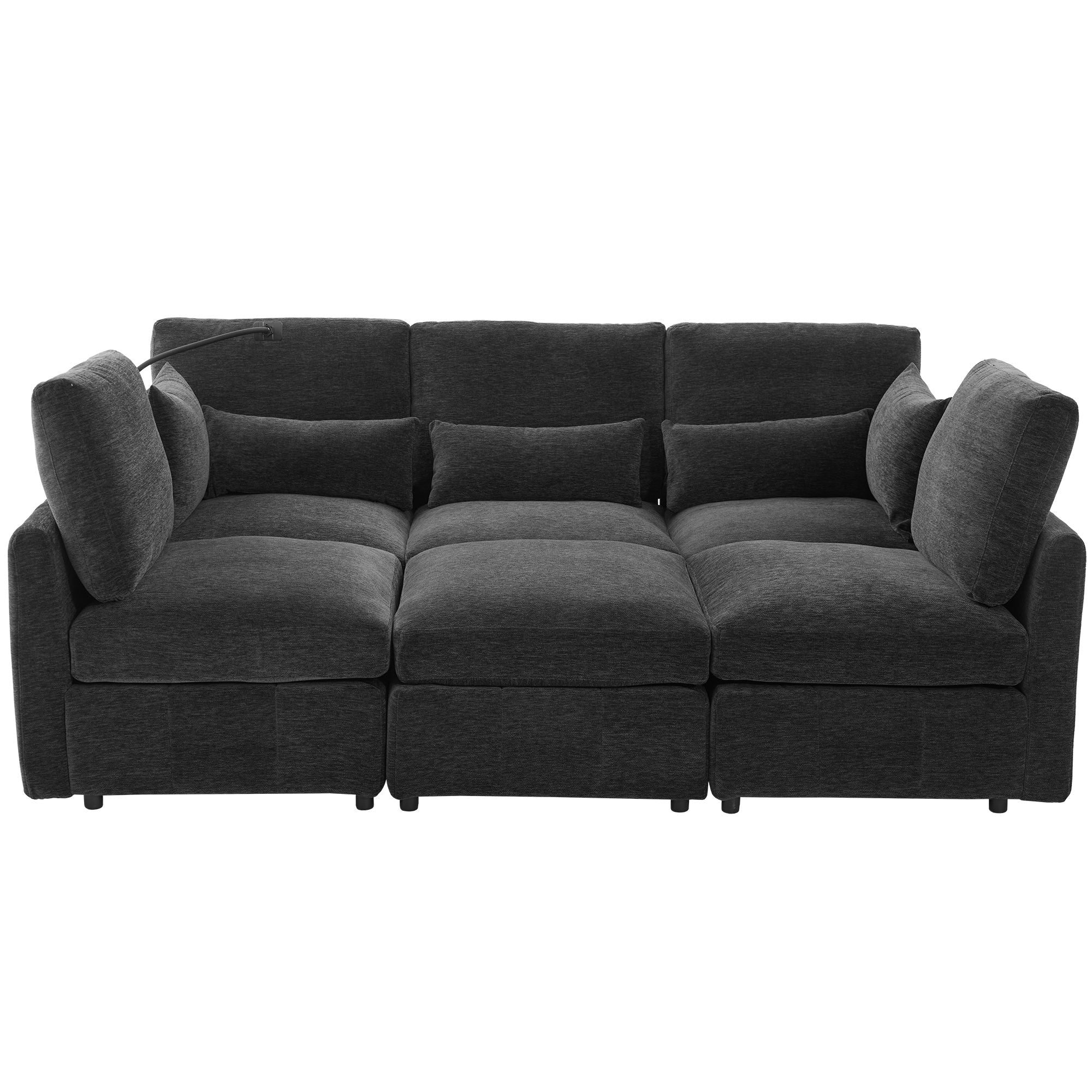 Modern Modular U-Shaped Sofa Bed With Movable Ottoman, USB Ports, Phone Holder - Best Buy Furniture