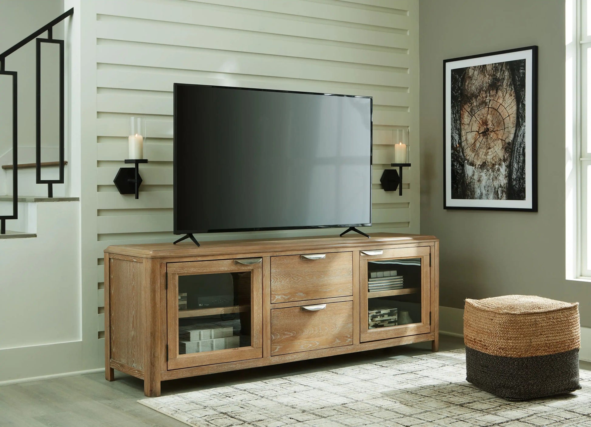 Rencott - Extra Large TV Stand - Light Brown - Best Buy Furniture