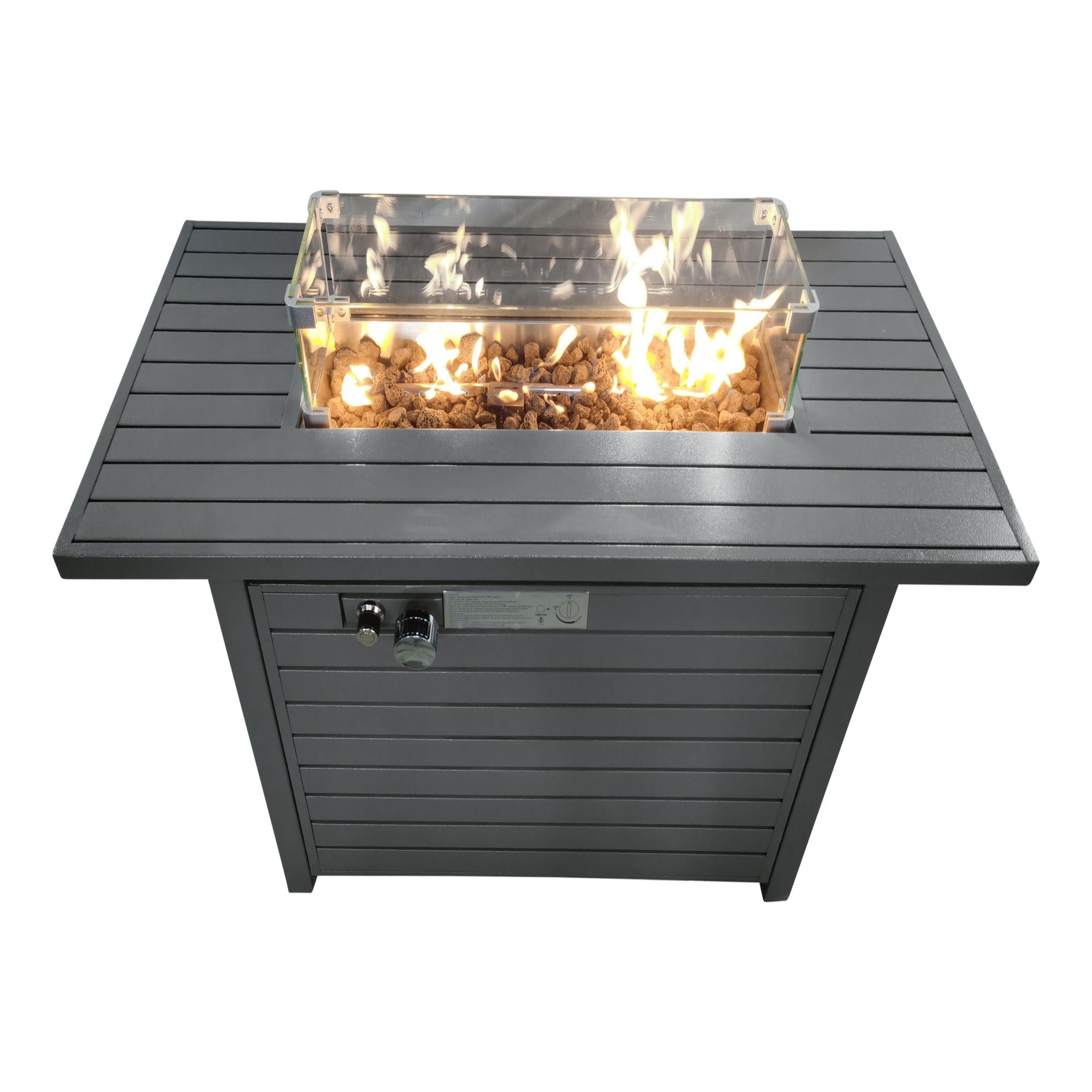 Propane Outdoor Fire Pit Table With Lid High-Quality Materials - Gray - Best Buy Furniture