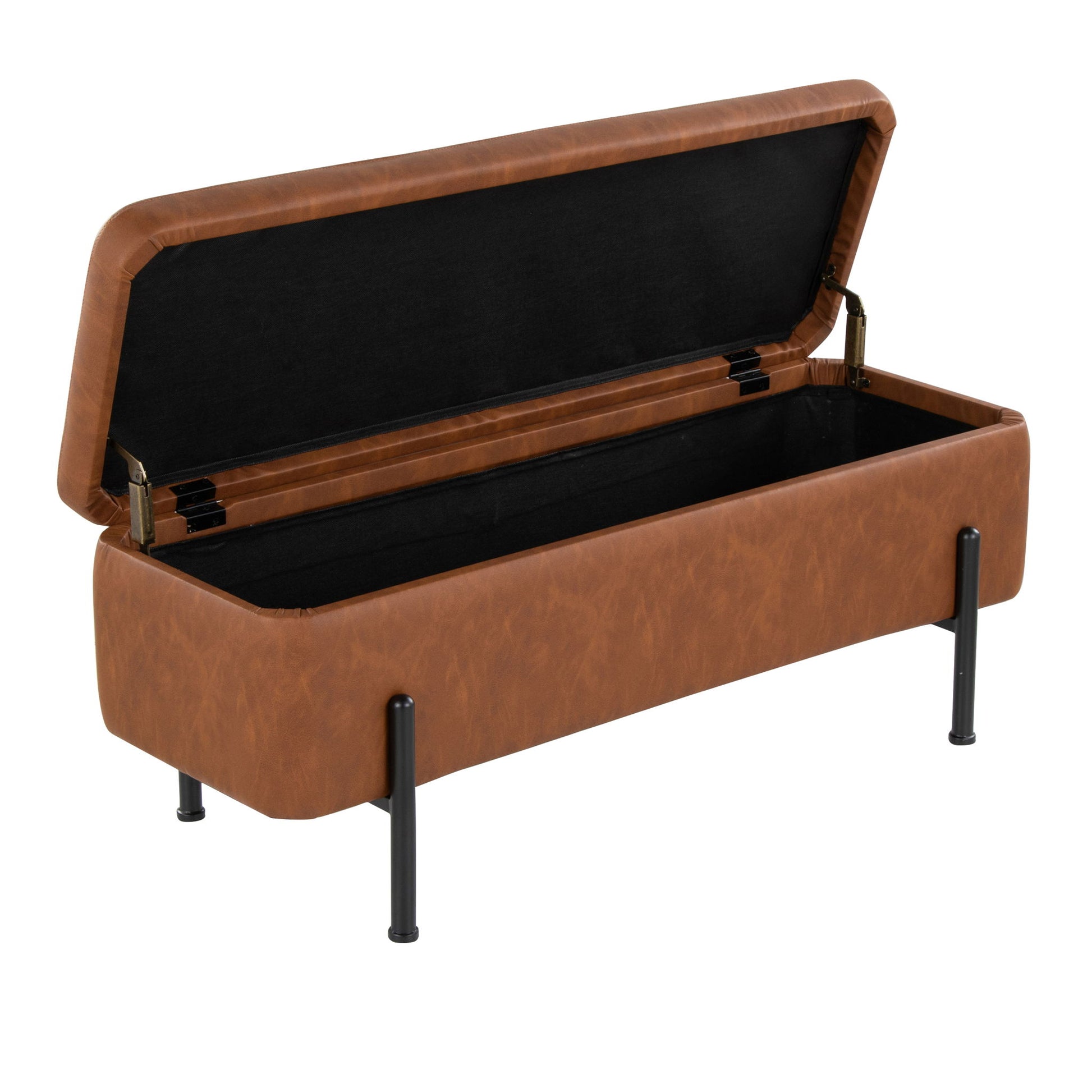 Daniella - Contemporary Storage Bench - Black / Camel - Best Buy Furniture