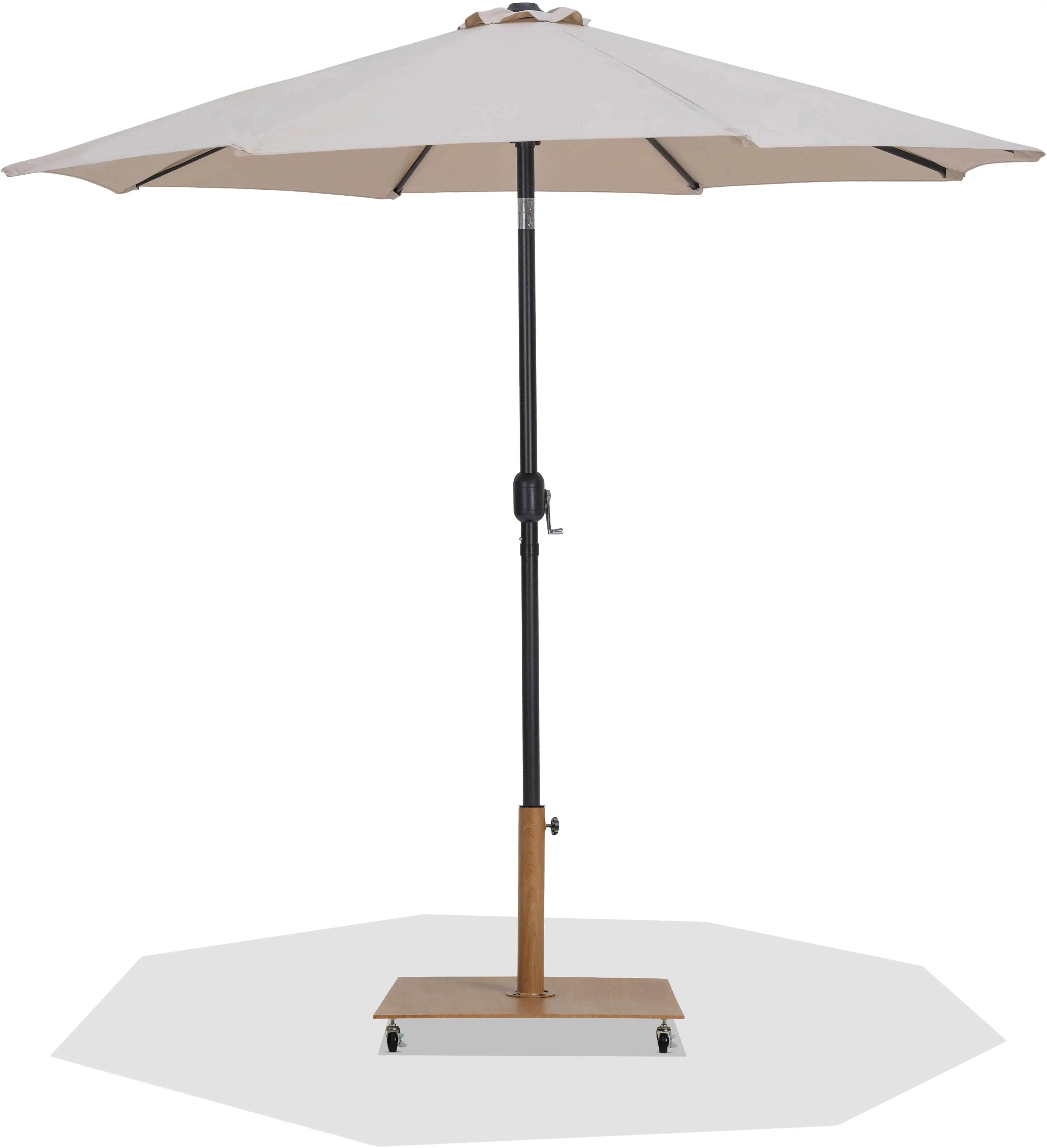 Fiji - Aluminum Patio Umbrella With Square Teak And Black Base - Best Buy Furniture