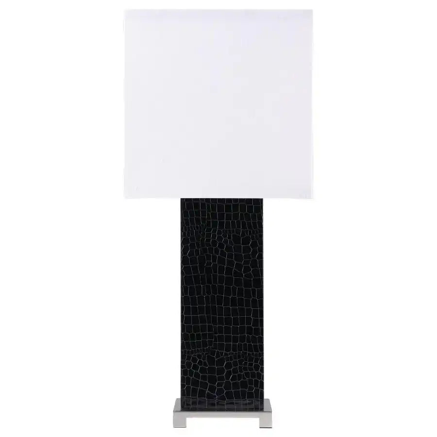 Bridle - Square Shade Faux Crocodile Table Lamp - Black - Best Buy Furniture
