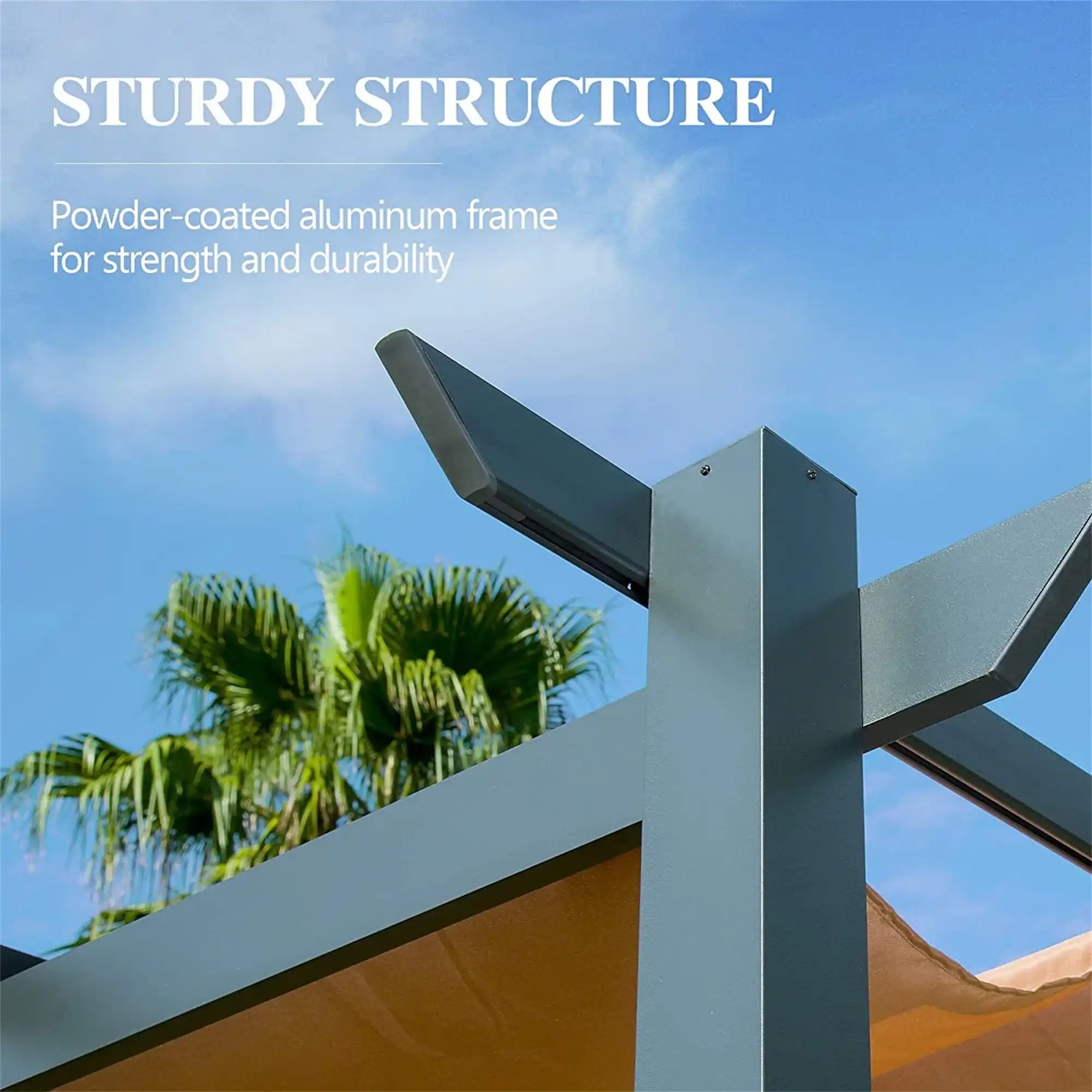 Aluminum Retractable Pergola with Weather-Resistant Canopy, Beige - Best Buy Furniture