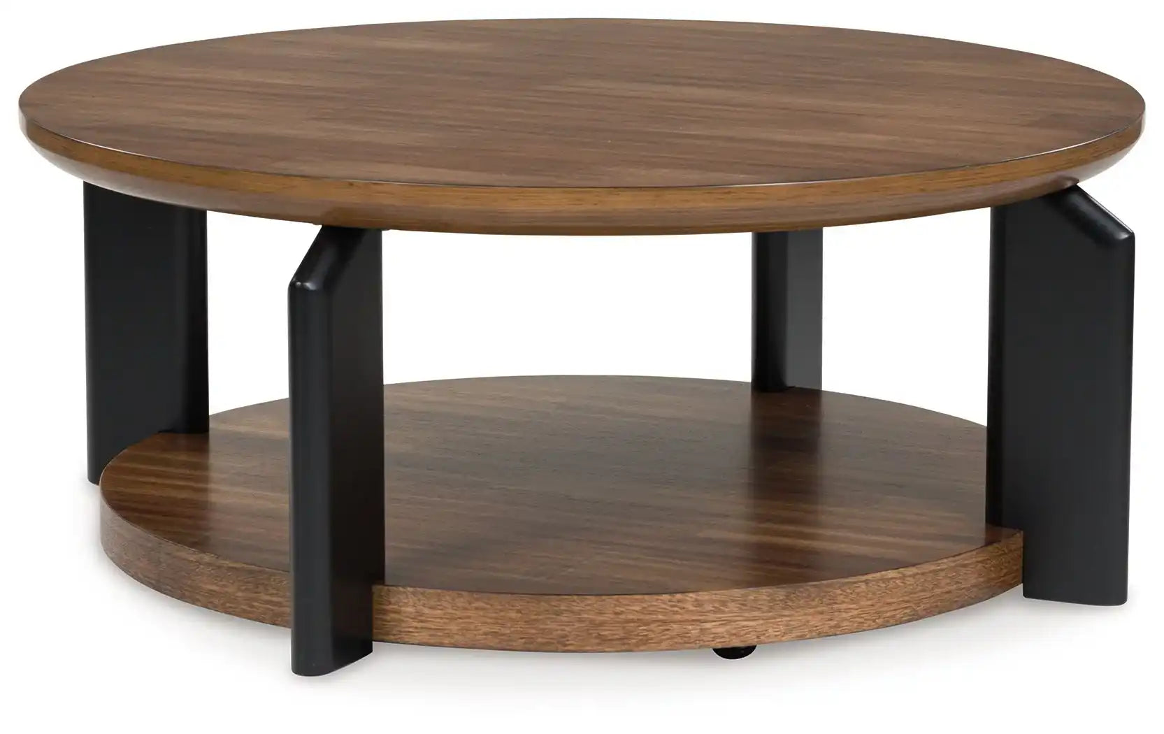 Kraeburn - Round Cocktail Table - Brown / Black - Best Buy Furniture