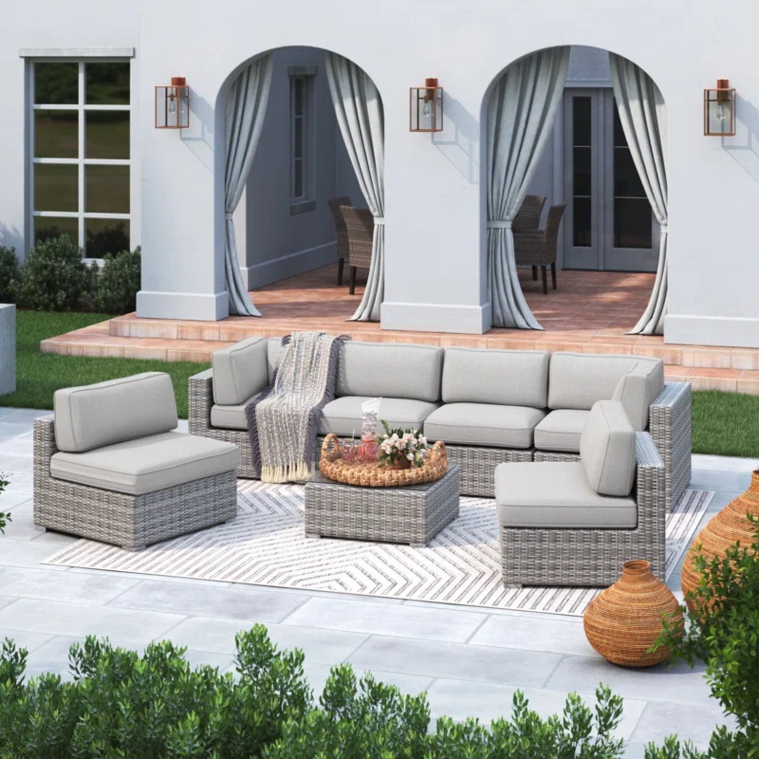Outdoor Wicker Seating Group With Cushions - Best Buy Furniture