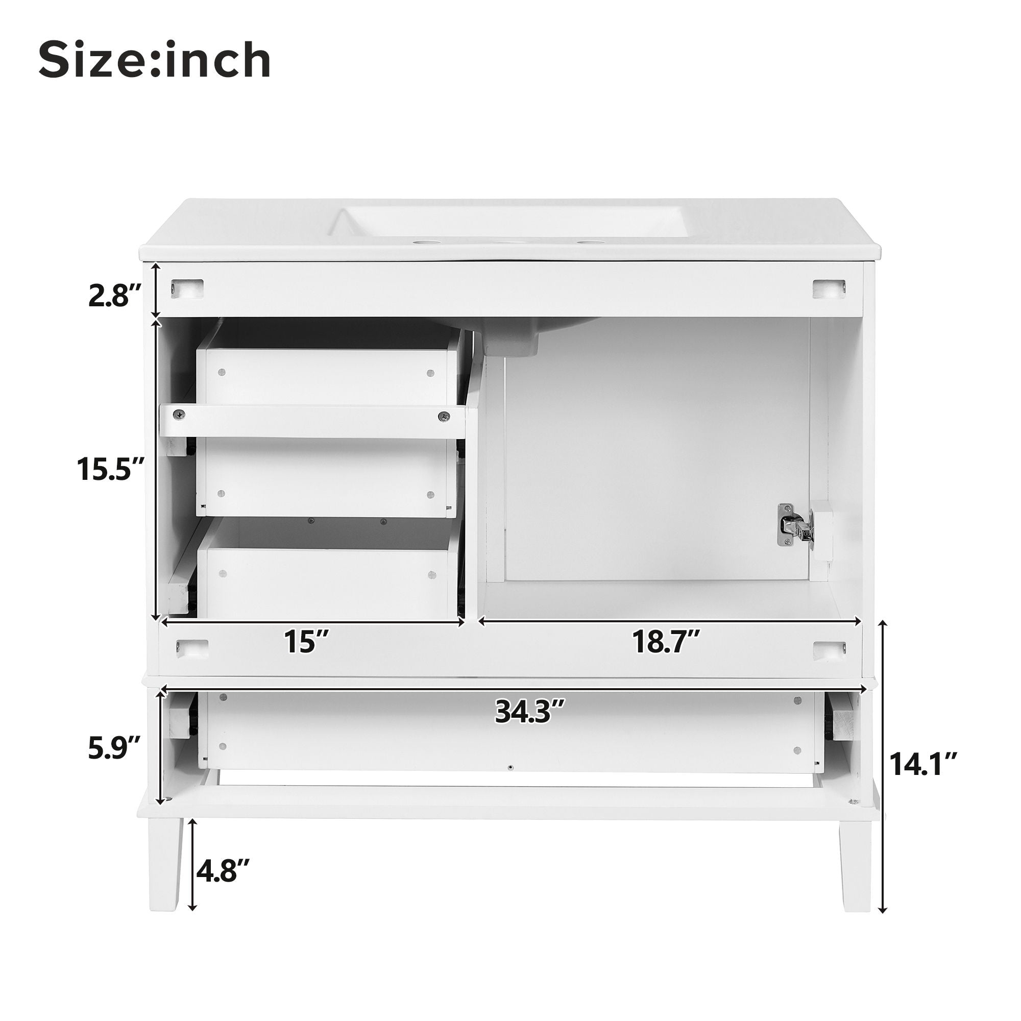Bathroom Vanity, Modern Bathroom Cabinet With Sink Combo Set, Bathroom Storage Cabinet With A Soft Closing Door And 3 Drawers, Solid Wood Frame - Best Buy Furniture