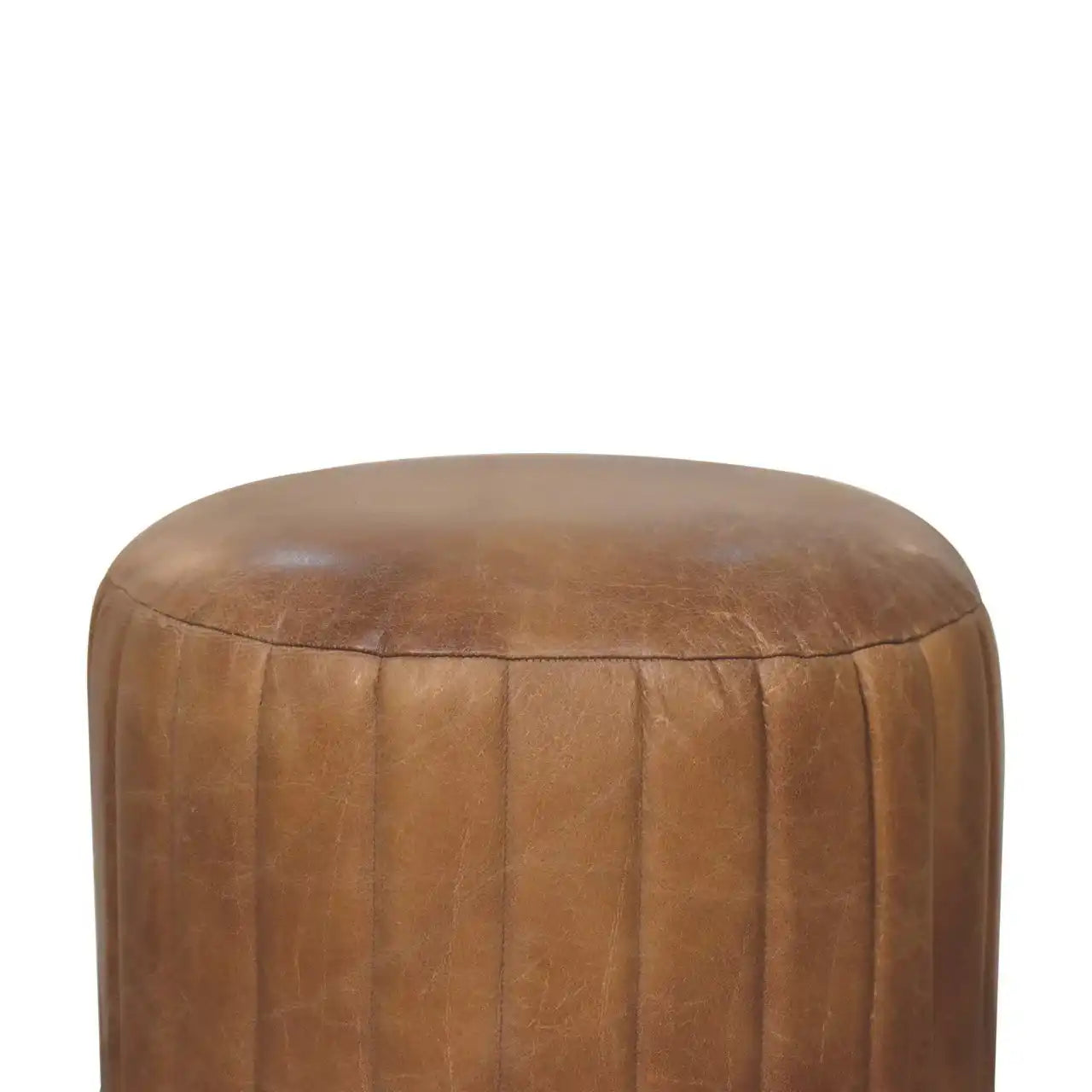 Buffalo - Leather Boucle Footstool - Brown - Best Buy Furniture