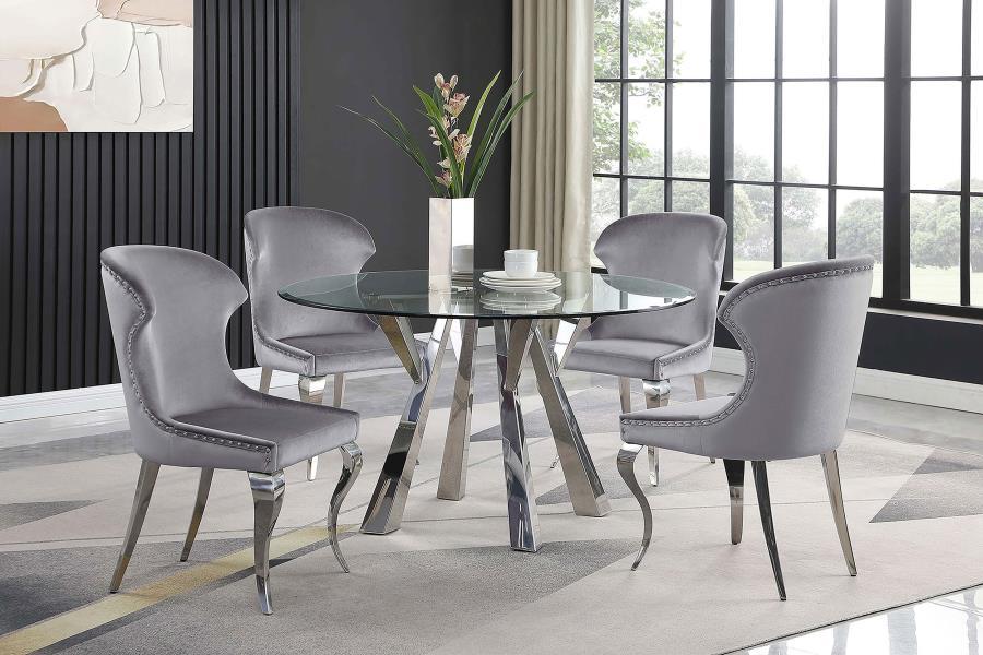 Alaia - Round Clear Glass Top Dining Table - Chrome - Best Buy Furniture