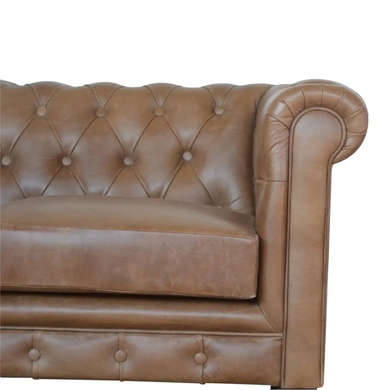 Buffalo - Leather Chesterfield Sofa - Brown - Best Buy Furniture