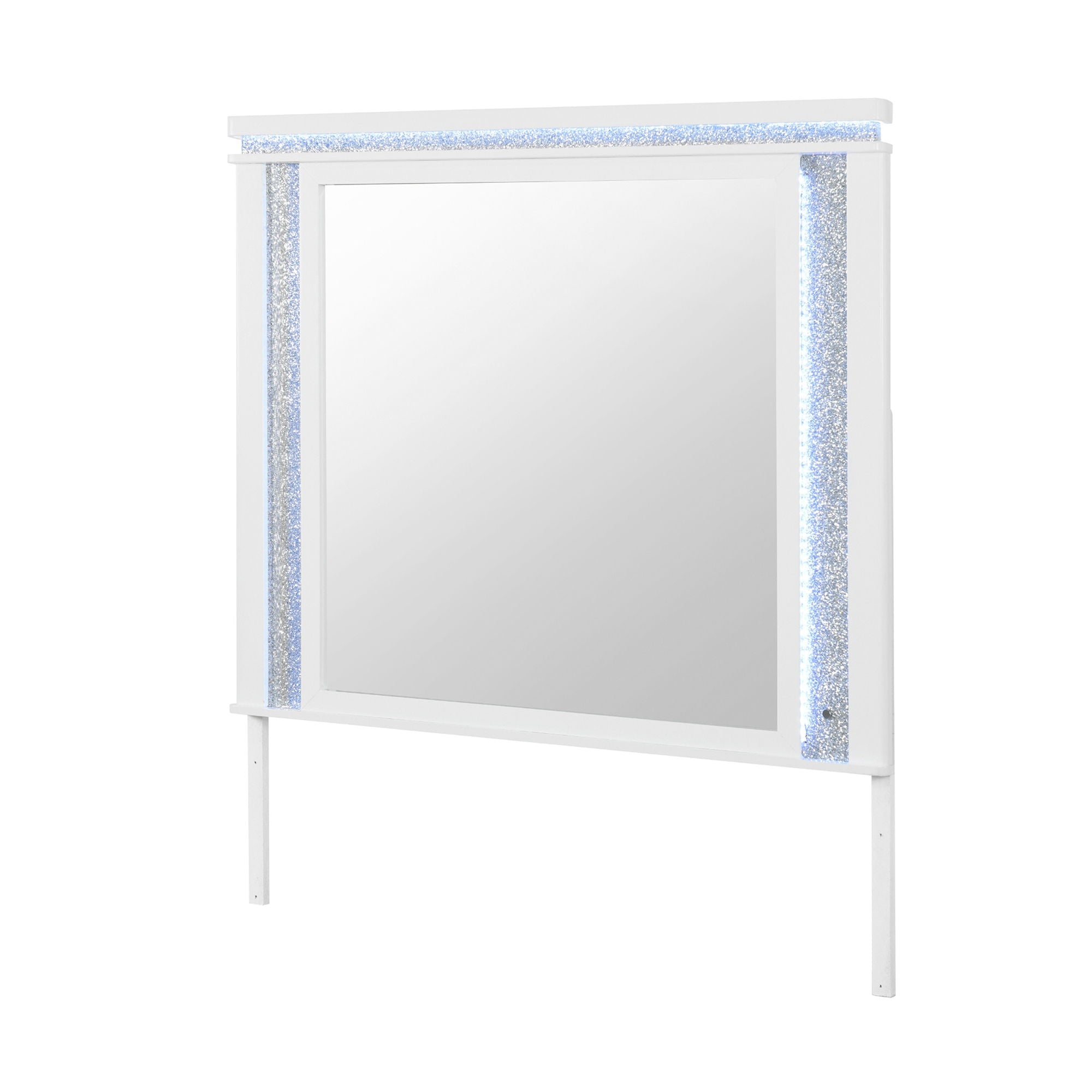 Adalid - Square Shaped Mirror With LED Lighting And Glittered Detailing - White - Best Buy Furniture