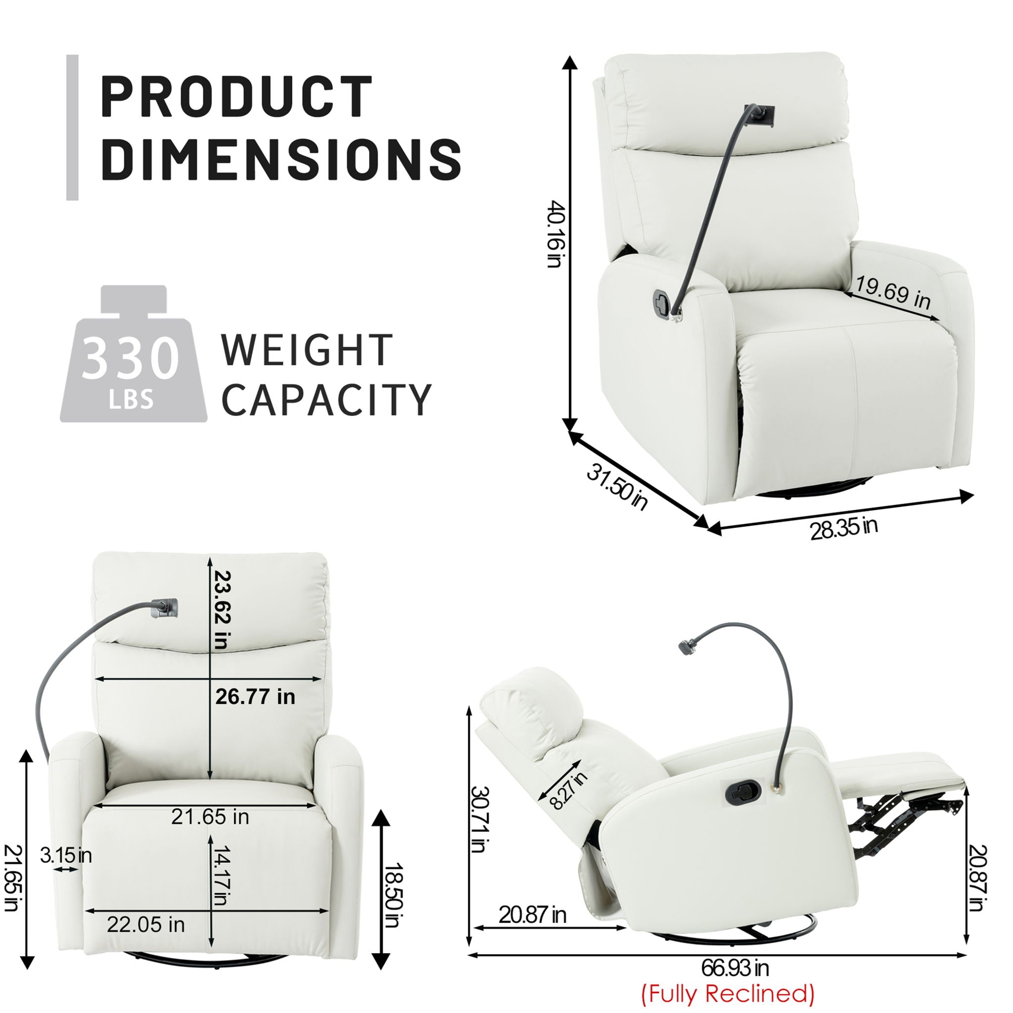 Rocking Recliner Chair, 360 Degree Swivel Nursery Rocking Chair, Glider Chair, Modern Small Rocking Swivel Recliner Chair For Bedroom, Living Room Chair Home Theater Seat, Phone Holder - Light Gray - Best Buy Furniture