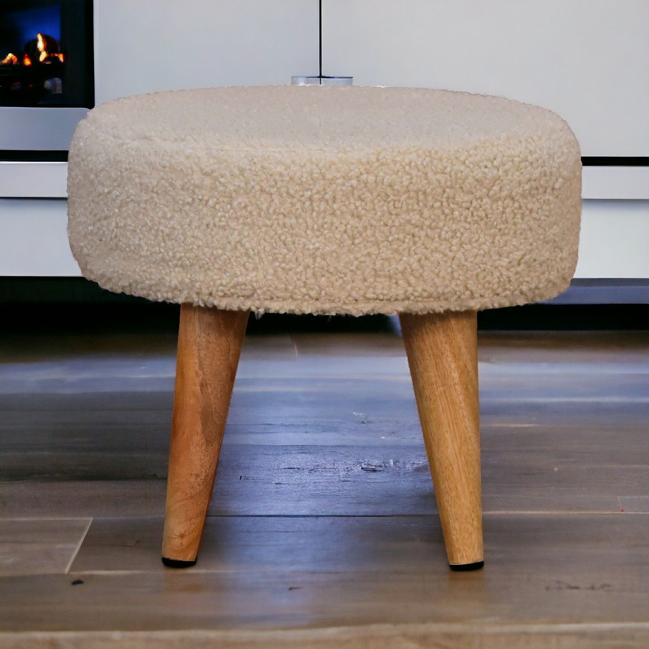 Petite Footstool - Cream / Brown - Best Buy Furniture