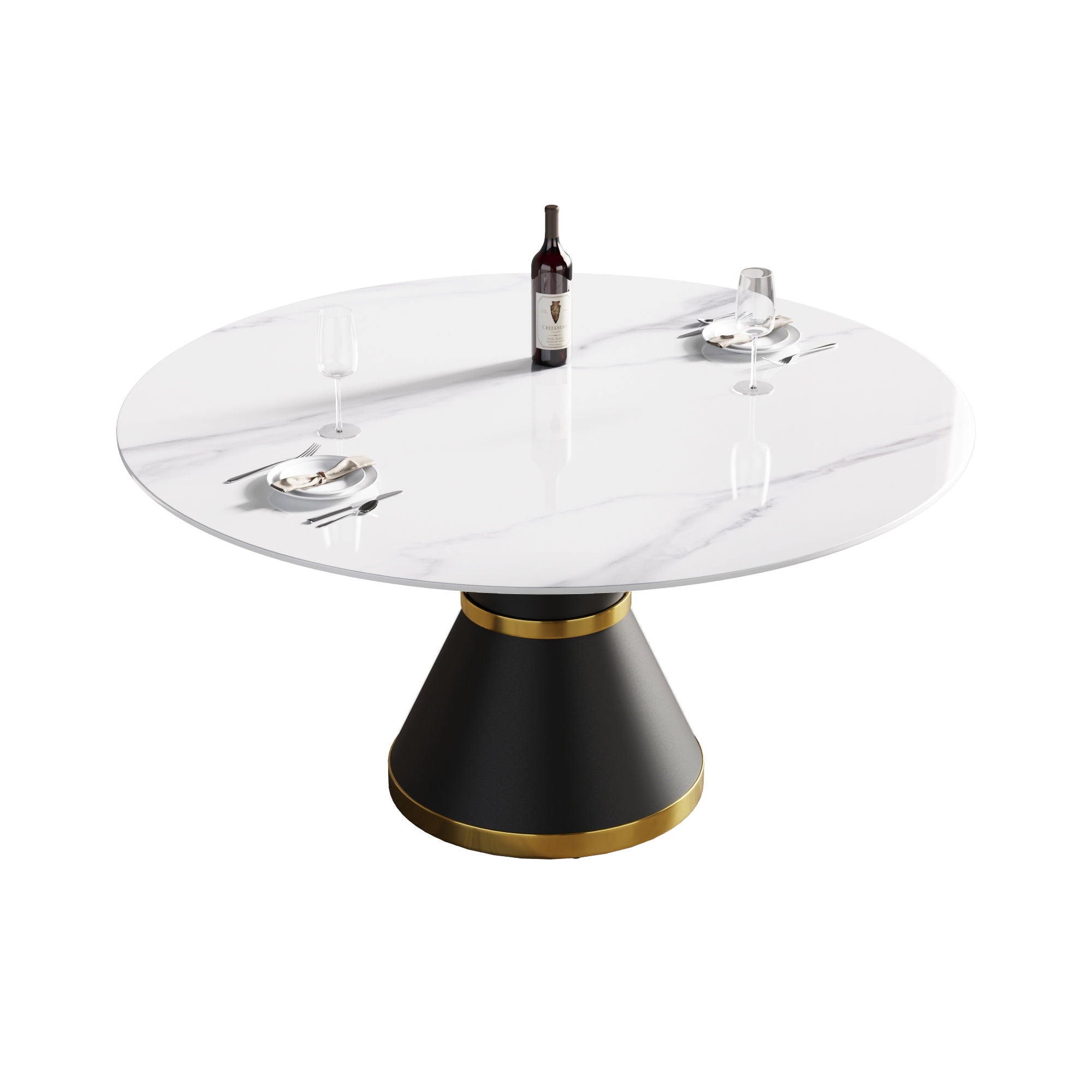 Modern Artificial Stone Round Carbon Steel Base Dining Table, Can Accommodate 6 People - Best Buy Furniture