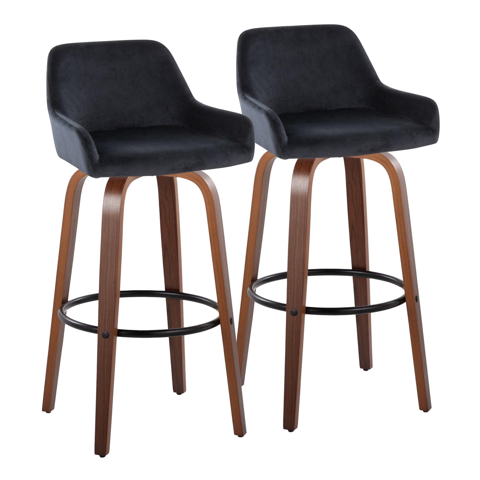 Daniella - Contemporary Fixed Height, Barstool & Swivel And Round Footrest (Set of 2) - Best Buy Furniture
