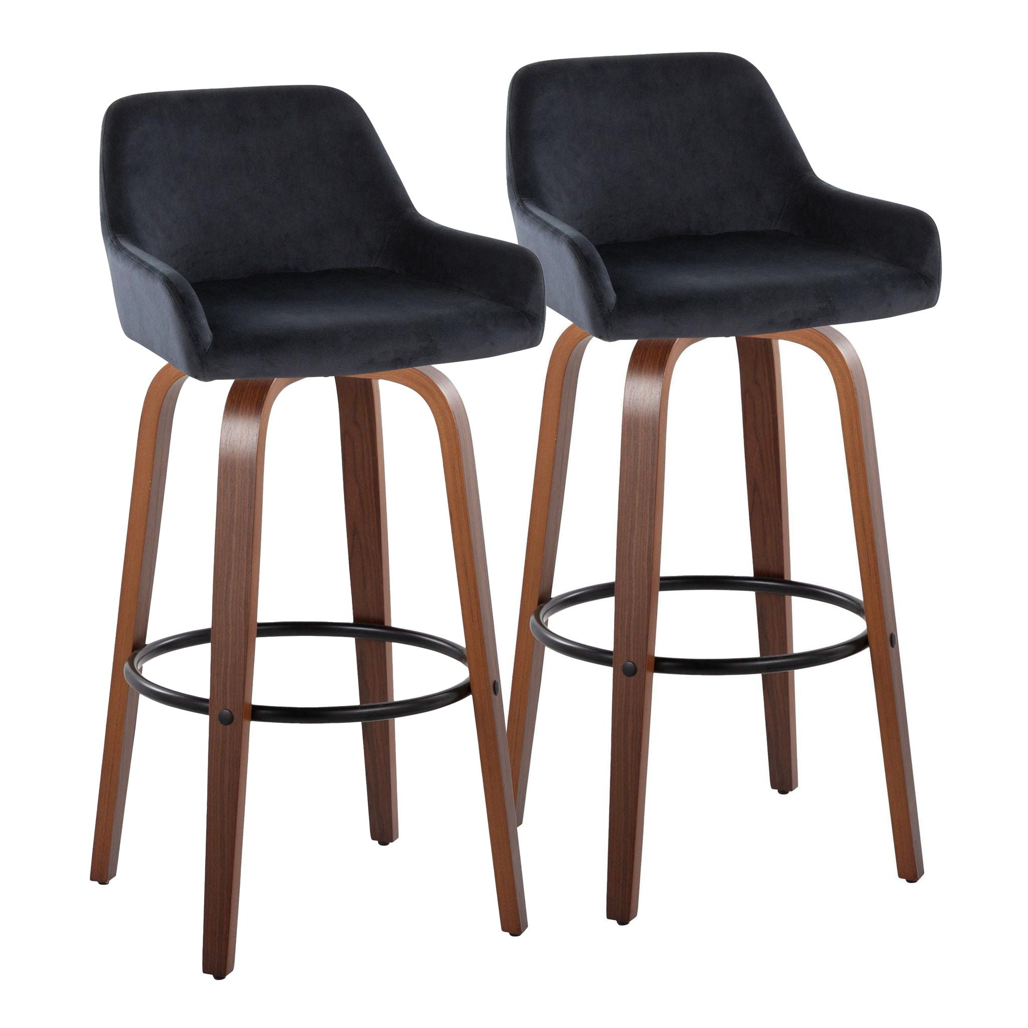 Daniella - Contemporary Fixed Height, Barstool & Swivel And Round Footrest (Set of 2) - Best Buy Furniture