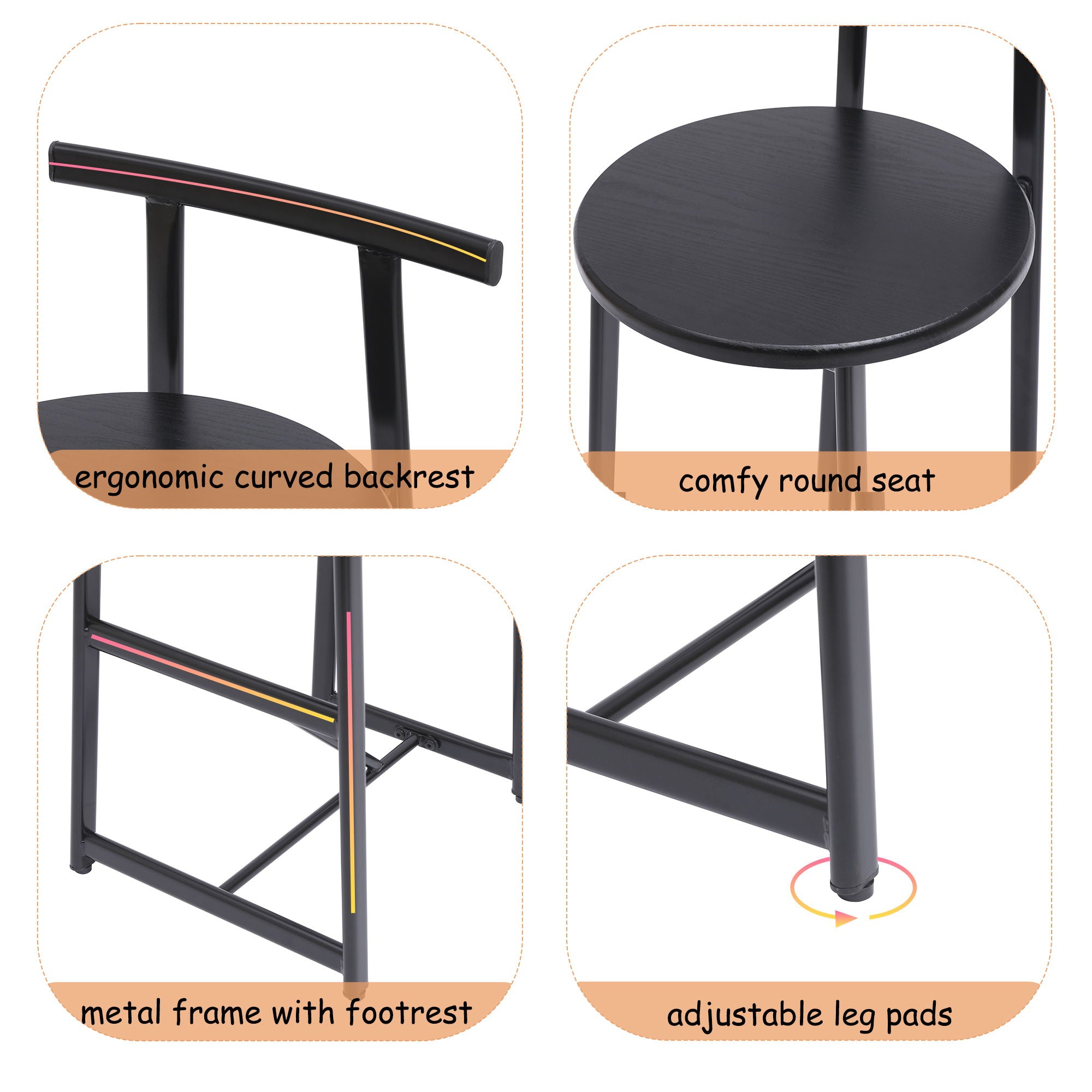 Modern Bar Stools With Backrest For Kitchen (Set of 3) - Best Buy Furniture