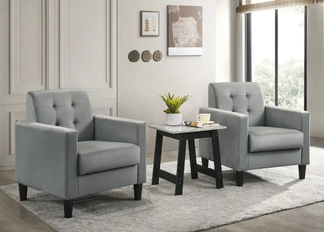 Hale - Velvet Armchairs And End Table Living Room (Set of 3) - Best Buy Furniture