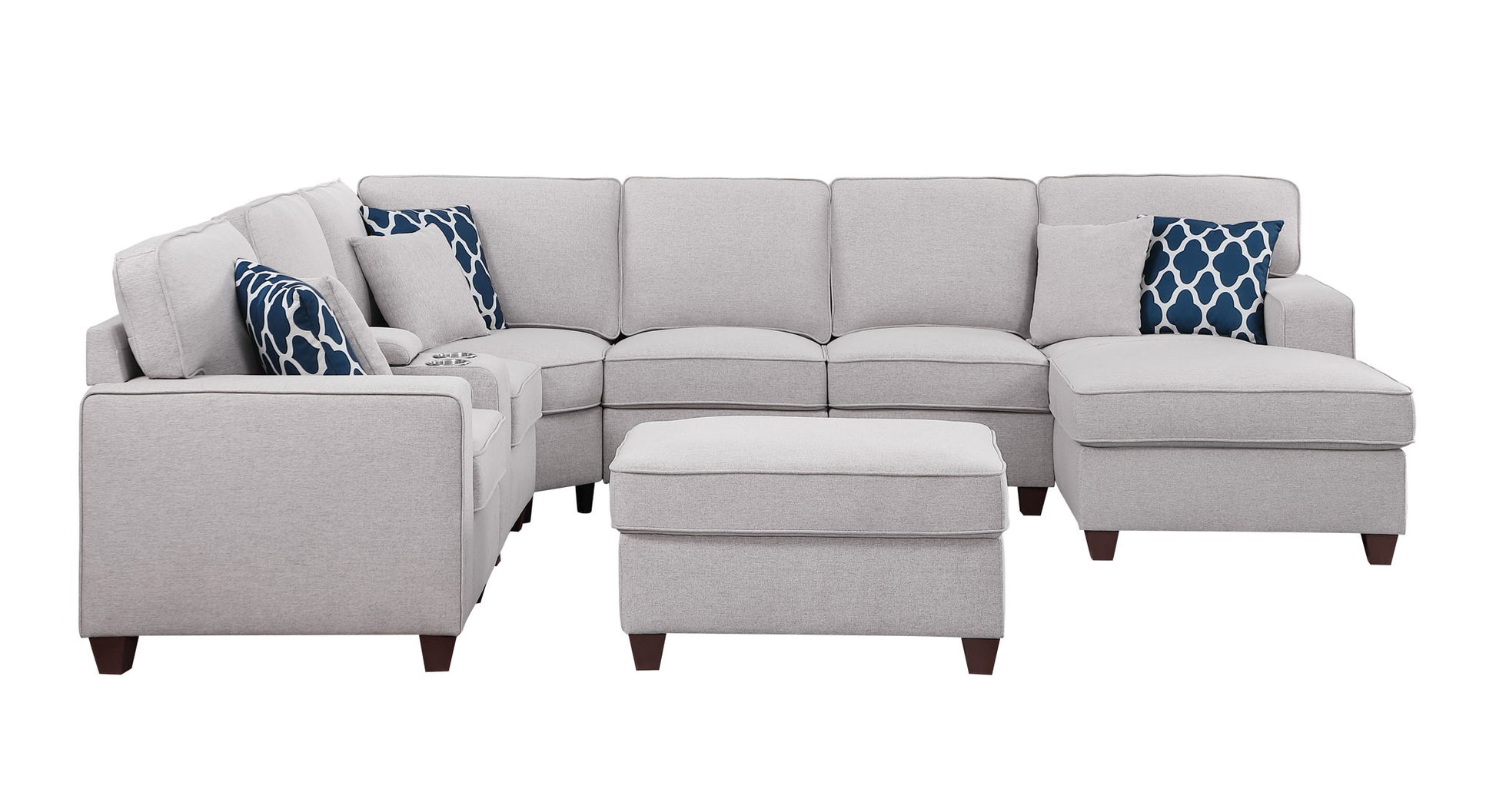 Tina - 8 Piece Upholstered Sectional With Ottoman - Best Buy Furniture