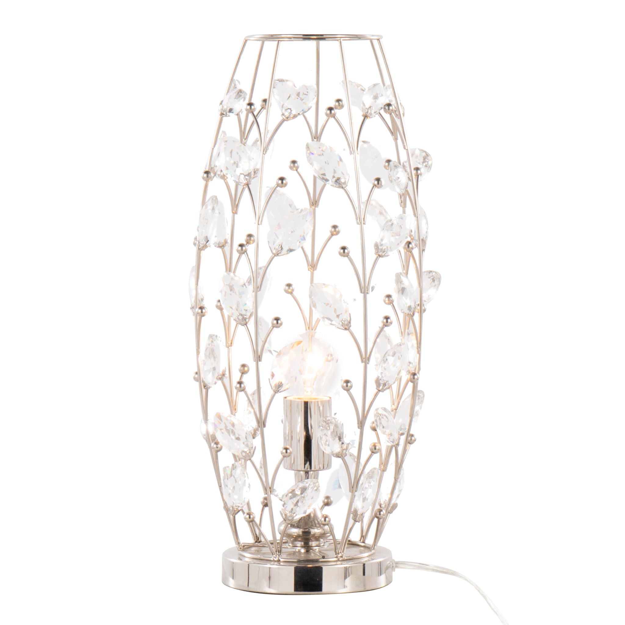 Crystal - Buds Contemporary Uplight Lamp - Polished Nickel / Clear Crystal - Best Buy Furniture