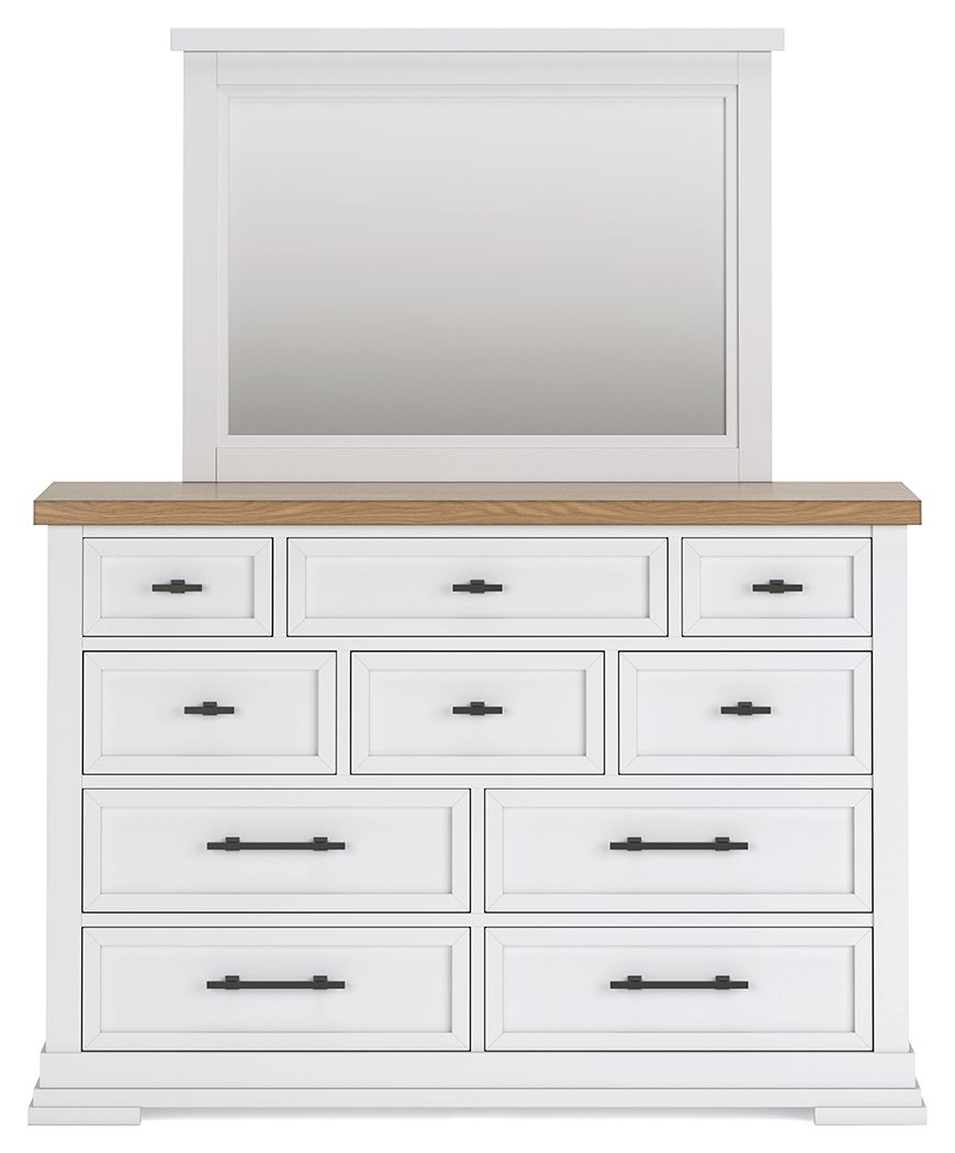 Ashbryn - Dresser And Mirror - White / Natural - Best Buy Furniture