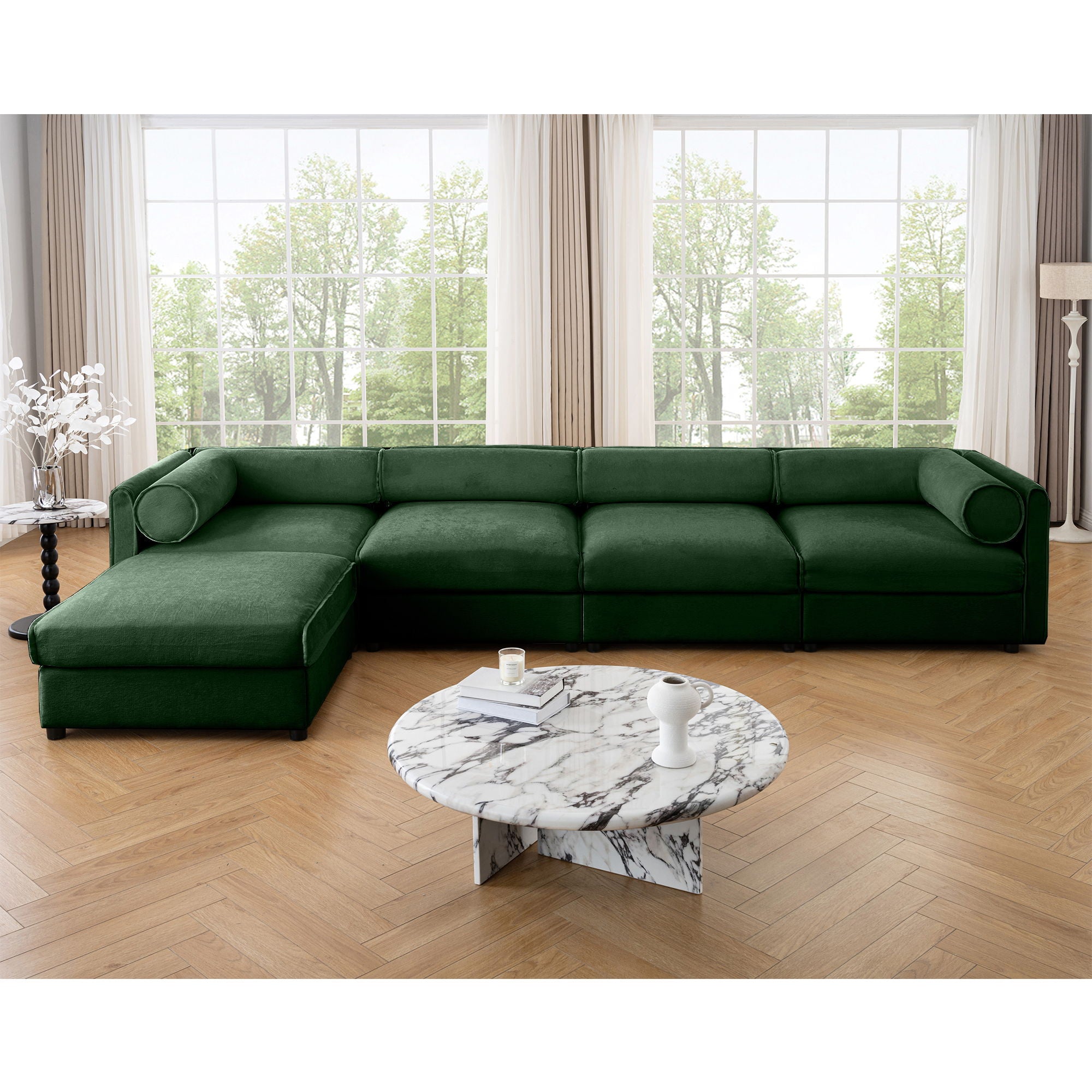 Contemporary Elegant White Chenille Sofa With Storage And Ottoman - Best Buy Furniture