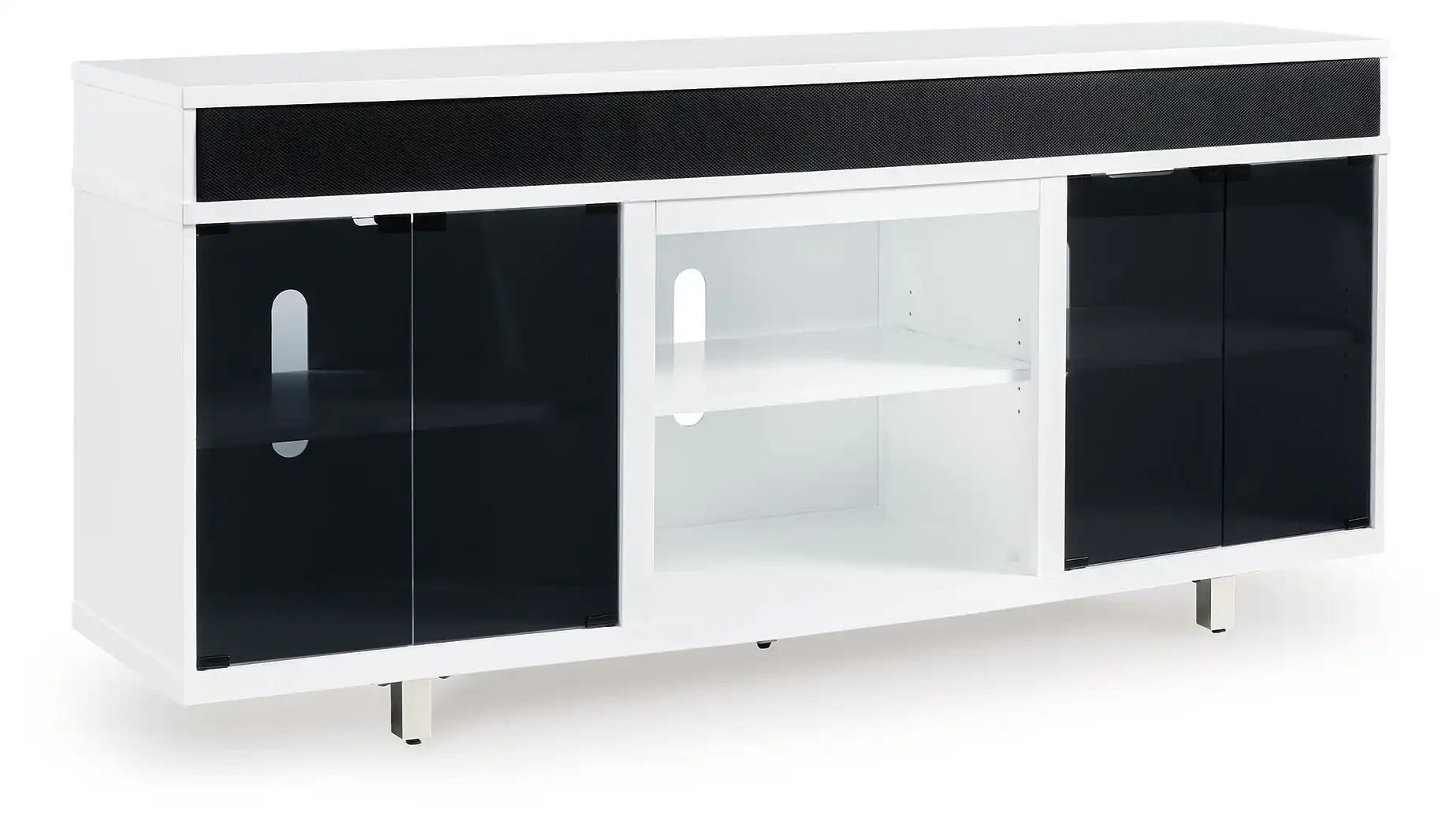 Gardoni - XL TV Stand With Fireplace Option - White / Black - Best Buy Furniture