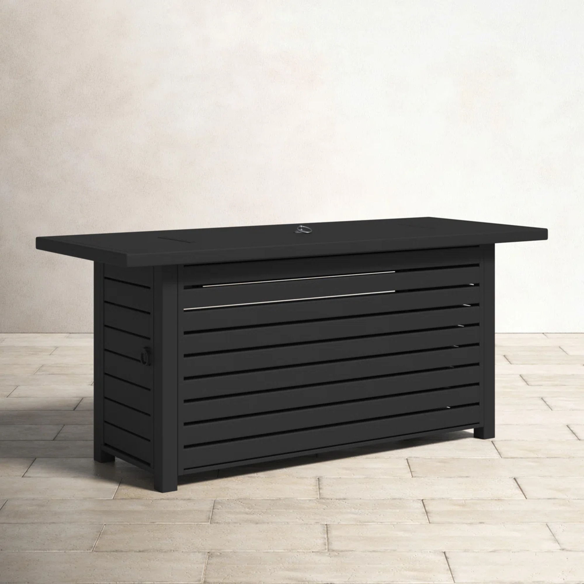 Casselton - Propane / Gas Outdoor Fire Pit Table With Lid - Black - Best Buy Furniture