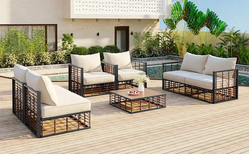 TOPMAX Modern 7-Piece Outdoor Modular Sectional Sofa Set - Best Buy Furniture