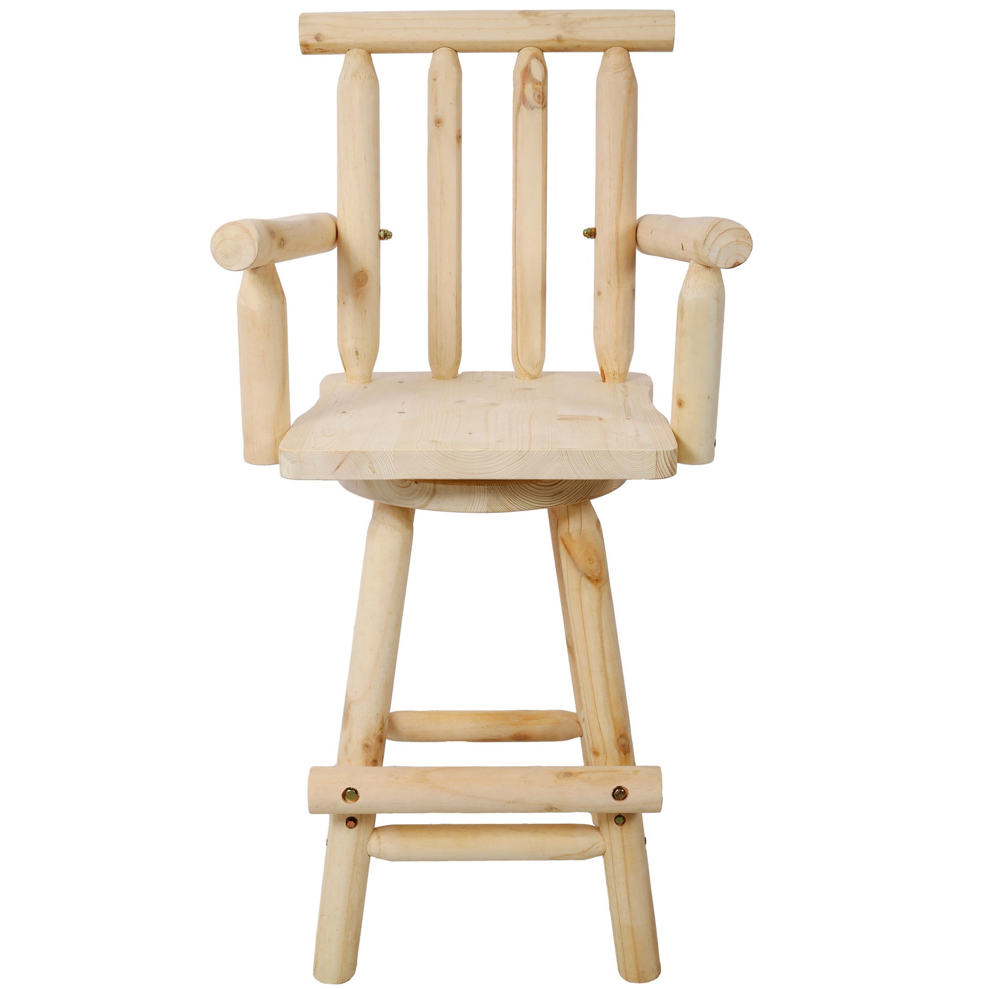 Rustic Bar Stool, Fir Wood Construction, Wide Armrest - Best Buy Furniture