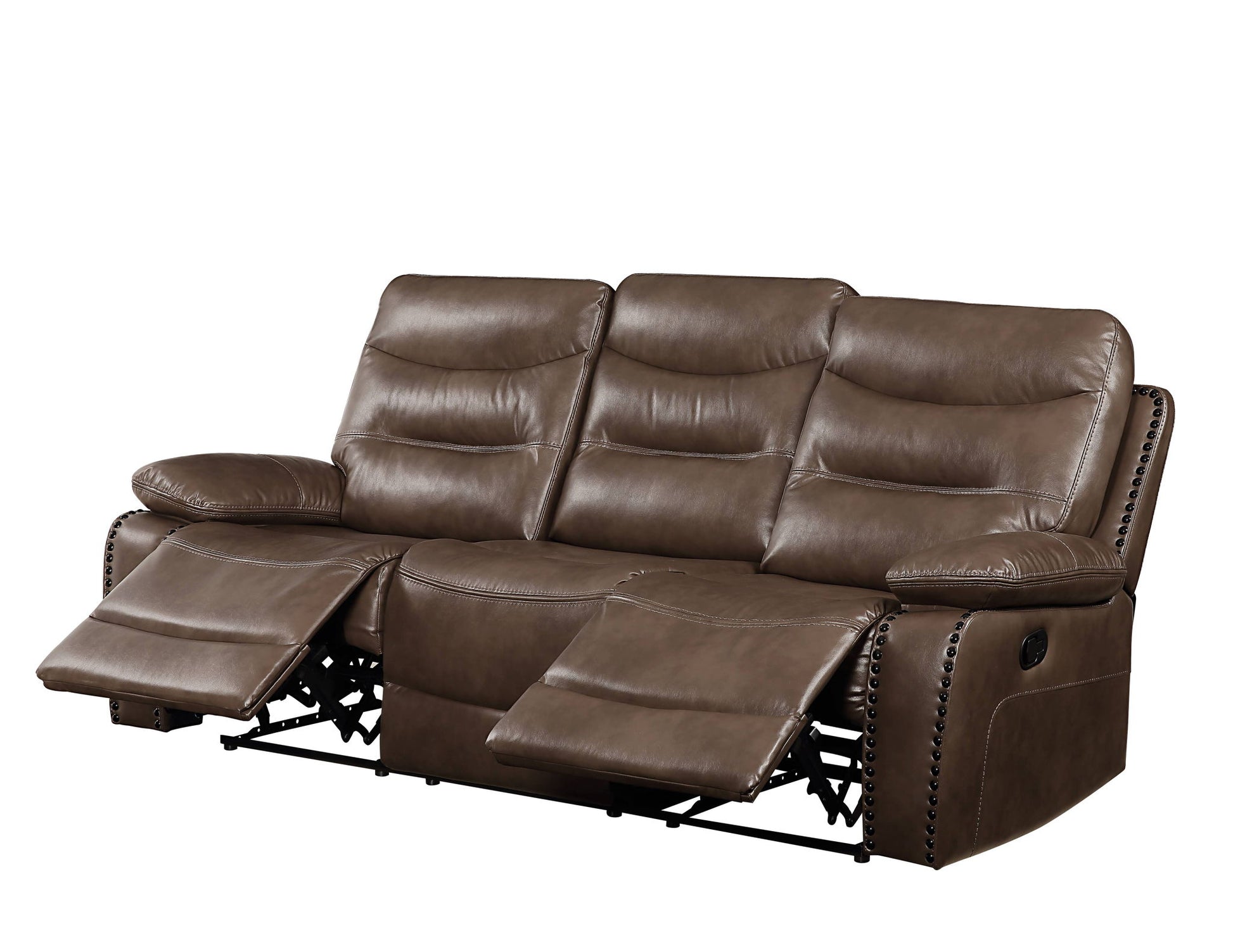 Aashi - Leather Gel Match 3 Piece Recliner Living Room Set - Brown - Best Buy Furniture