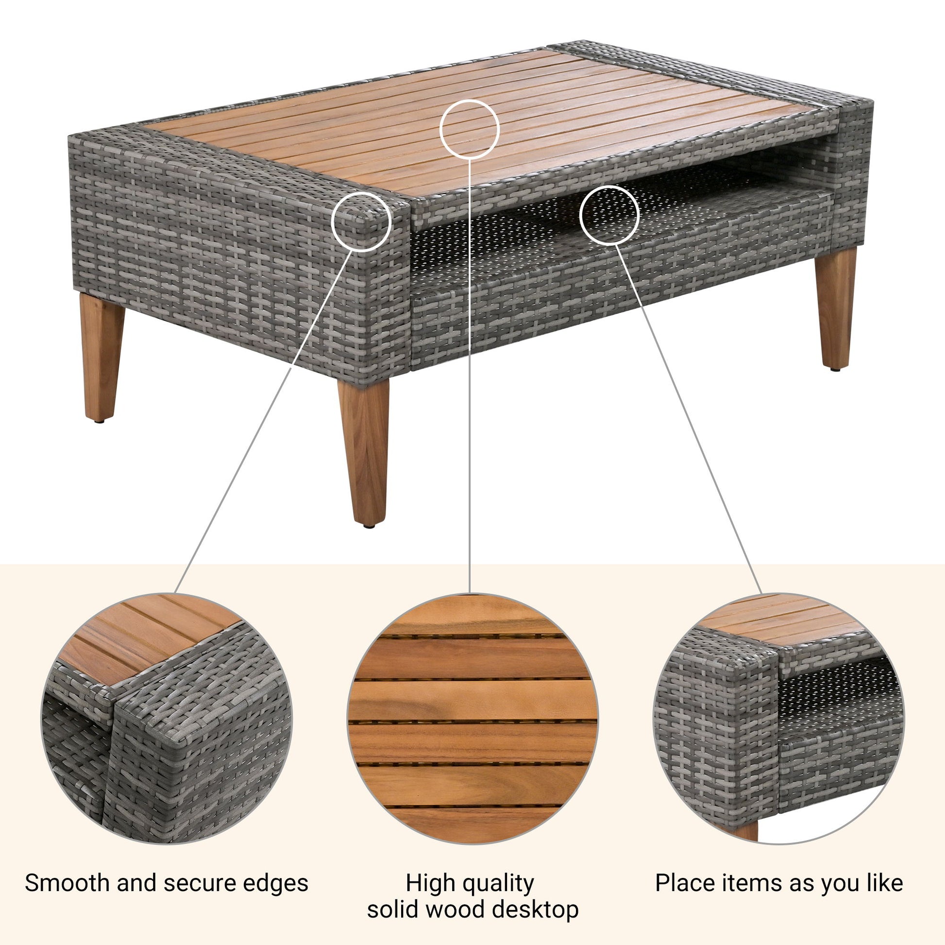 6 Pieces All Weather Sofa Set, Outdoor Rattan Sofa With Double Cushions - Best Buy Furniture