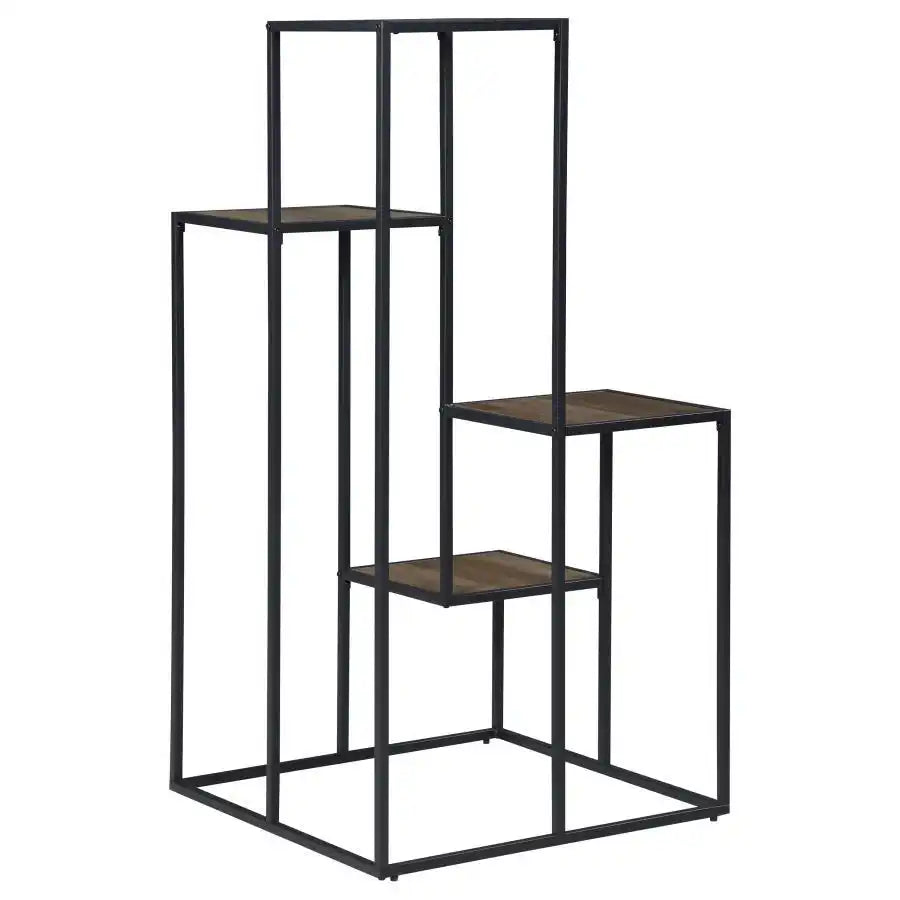 Rito - 4-Tier Multi - Display Shelf - Rustic Brown And Black - Best Buy Furniture