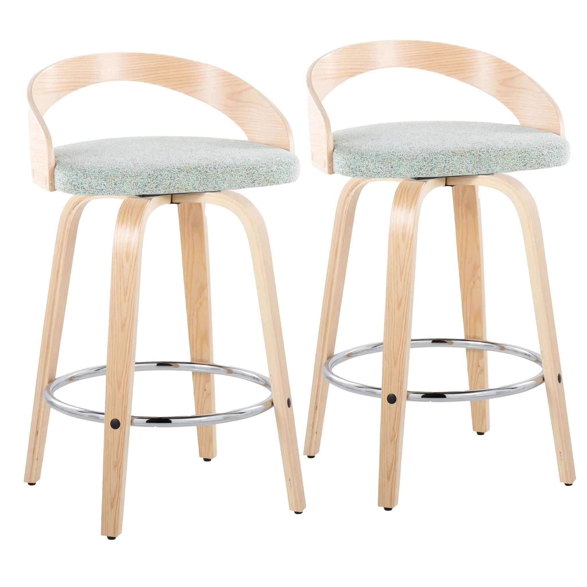 Grotto - Contemporary Fixed Height Counter Stool With Swivel With Round Footrest (Set of 2) - Best Buy Furniture