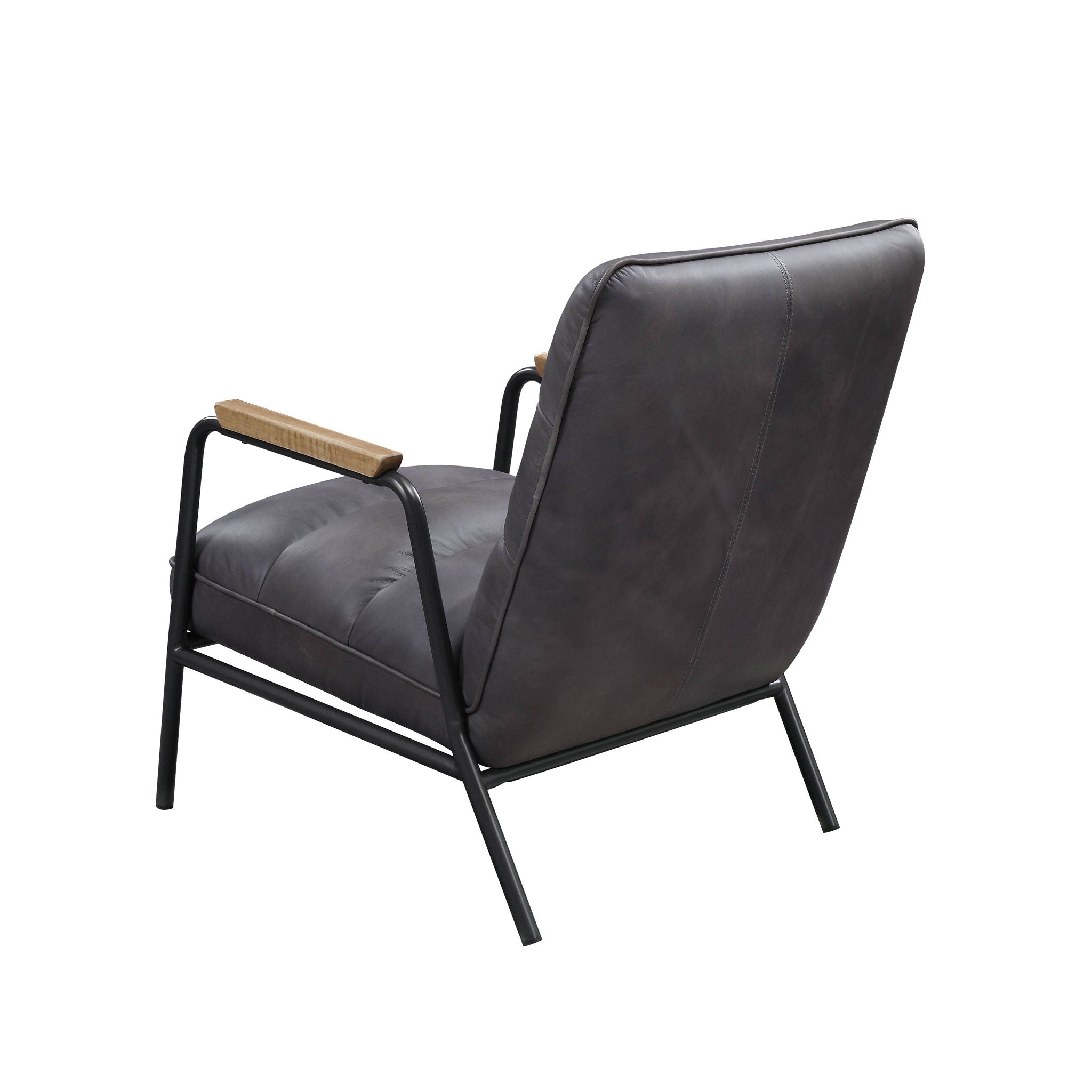 Nignu - Top Grain Leather Matt Iron Accent Chair - Gray - Best Buy Furniture