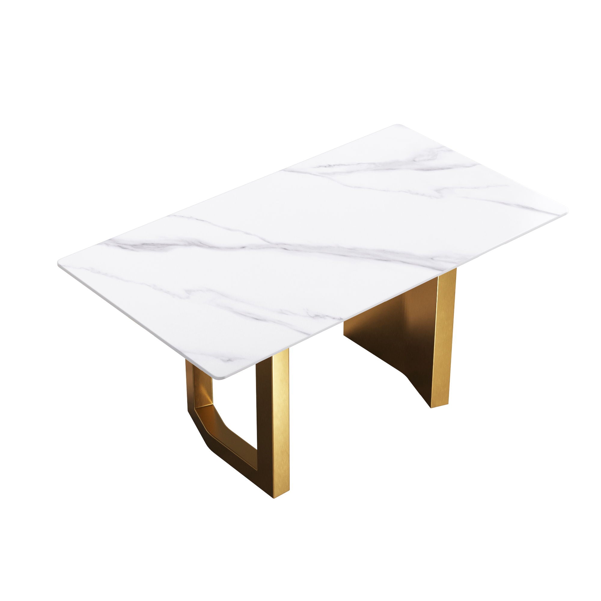 Modern Artificial Stone White Straight Edge Metal Leg Dining Table - Best Buy Furniture