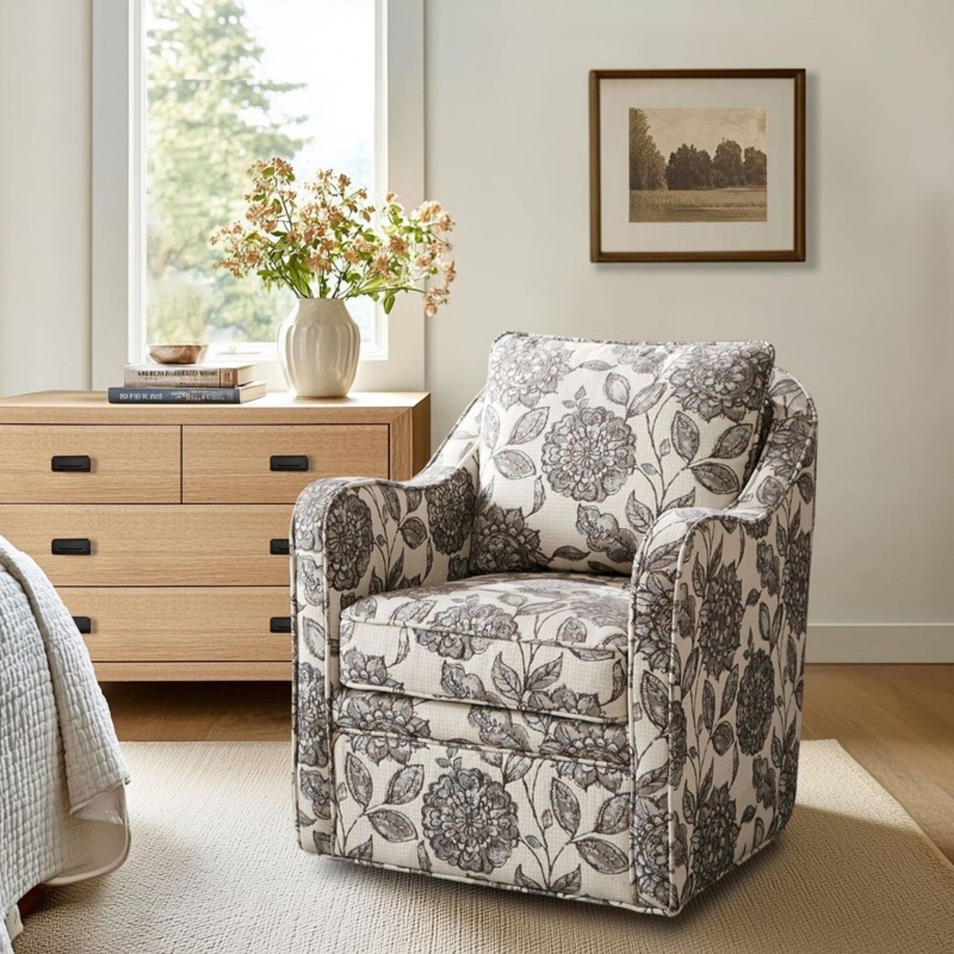 Wide Seat Arm Chair With 360 Degree Rotation - Best Buy Furniture